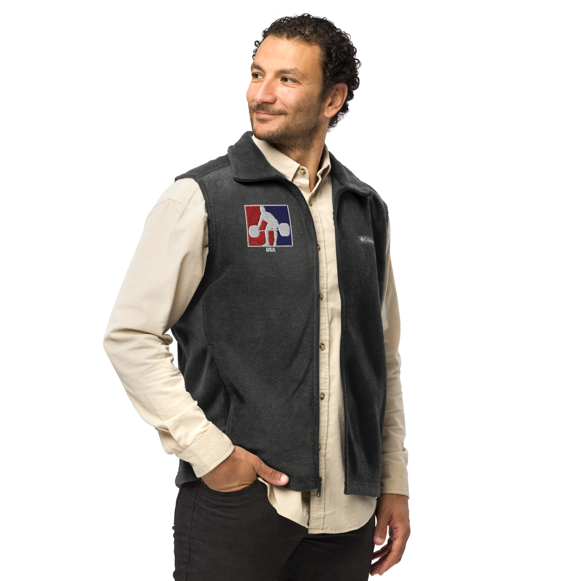 USA Weightlifting RWB LogoMen’s Columbia fleece vest - Image 11