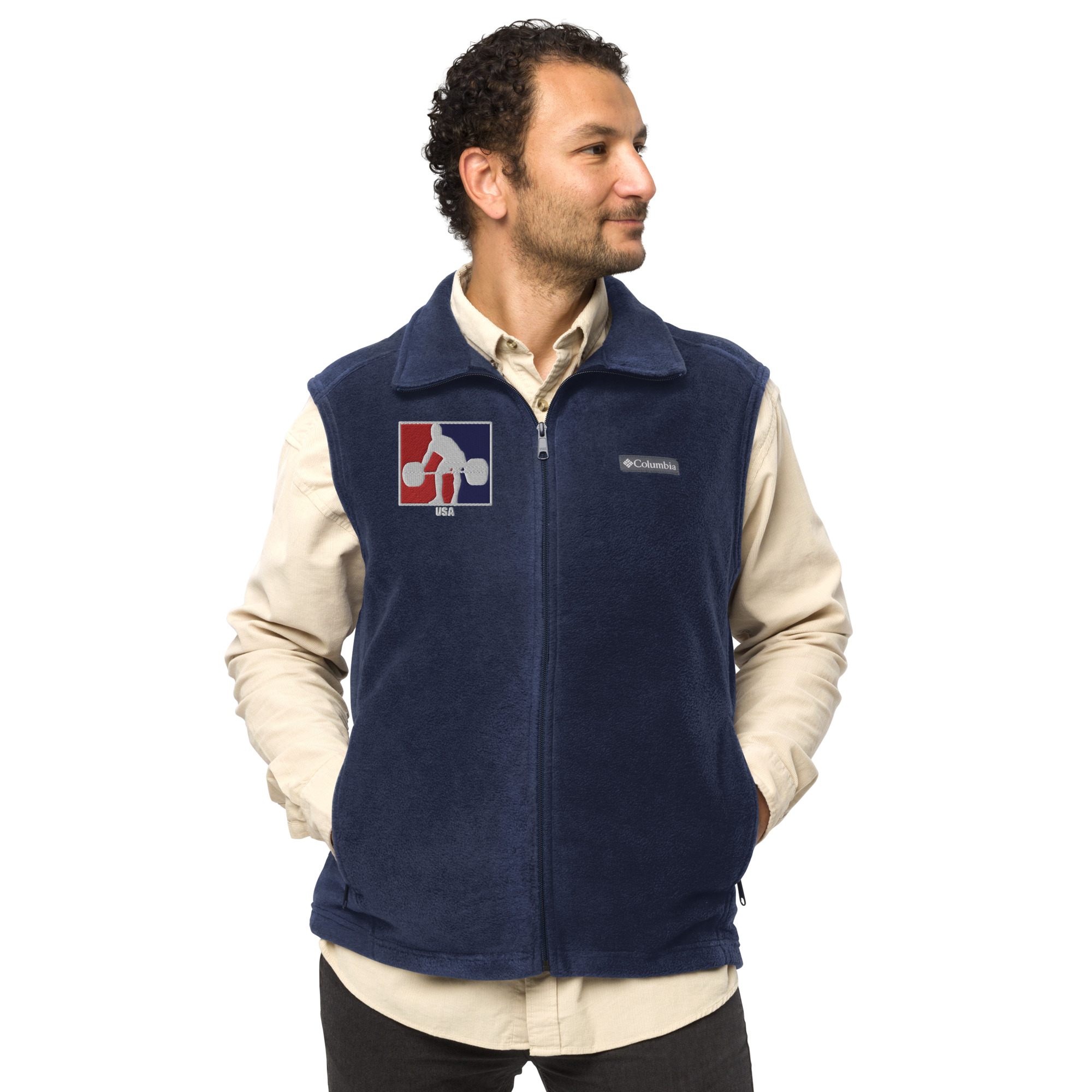 USA Weightlifting RWB LogoMen’s Columbia fleece vest - Image 6