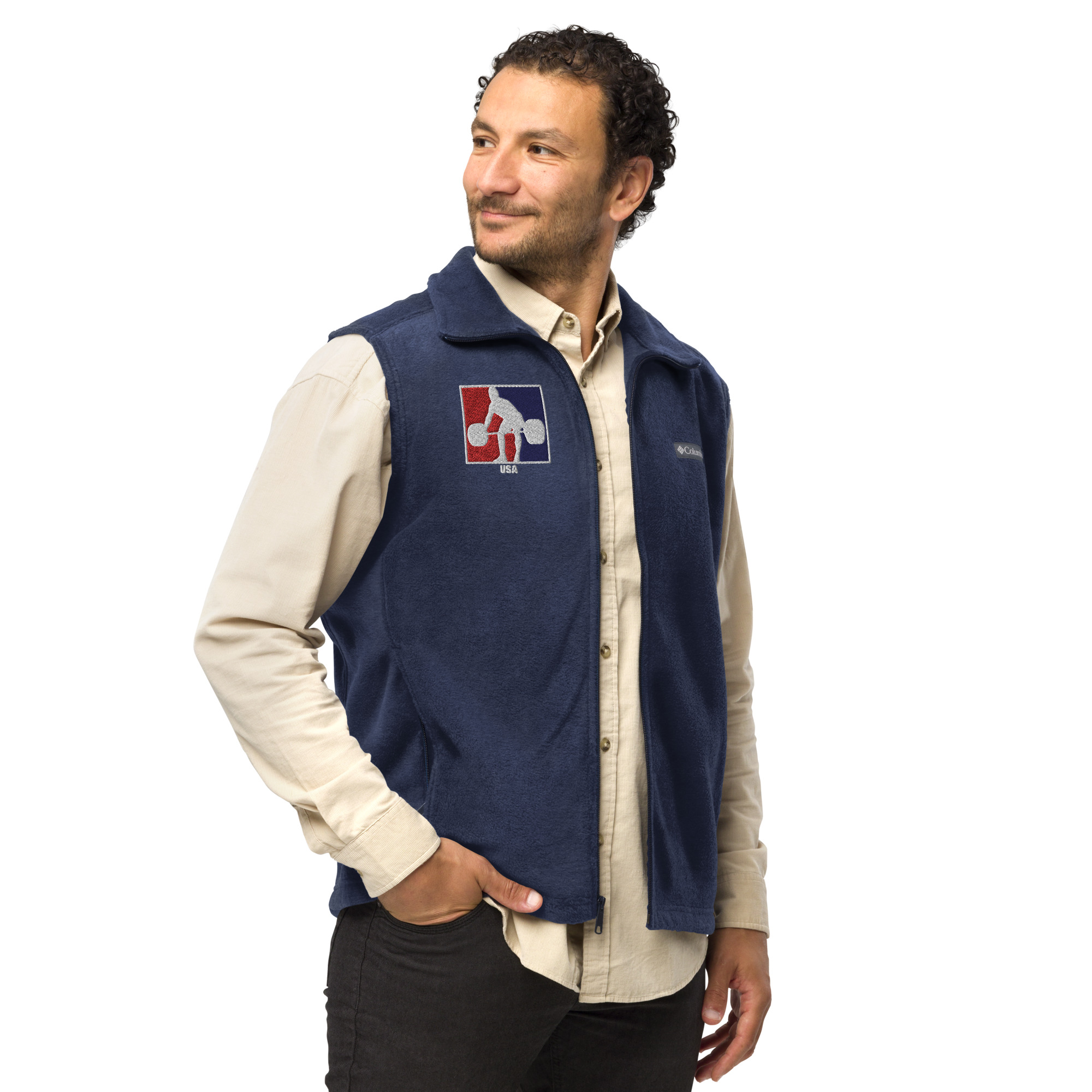 USA Weightlifting RWB LogoMen’s Columbia fleece vest - Image 7