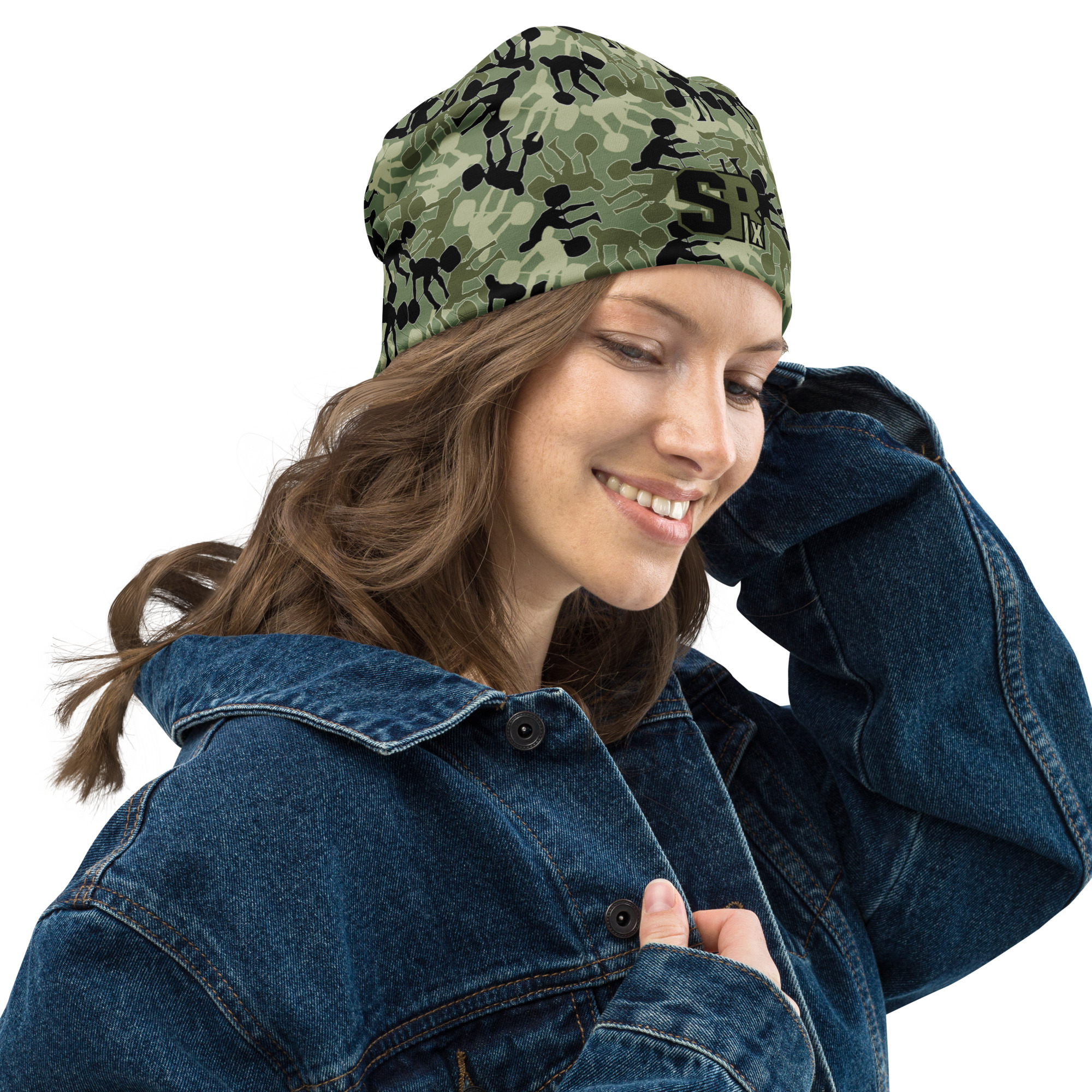 SRx Weightlifter Camo Beanie camo green base - Image 9