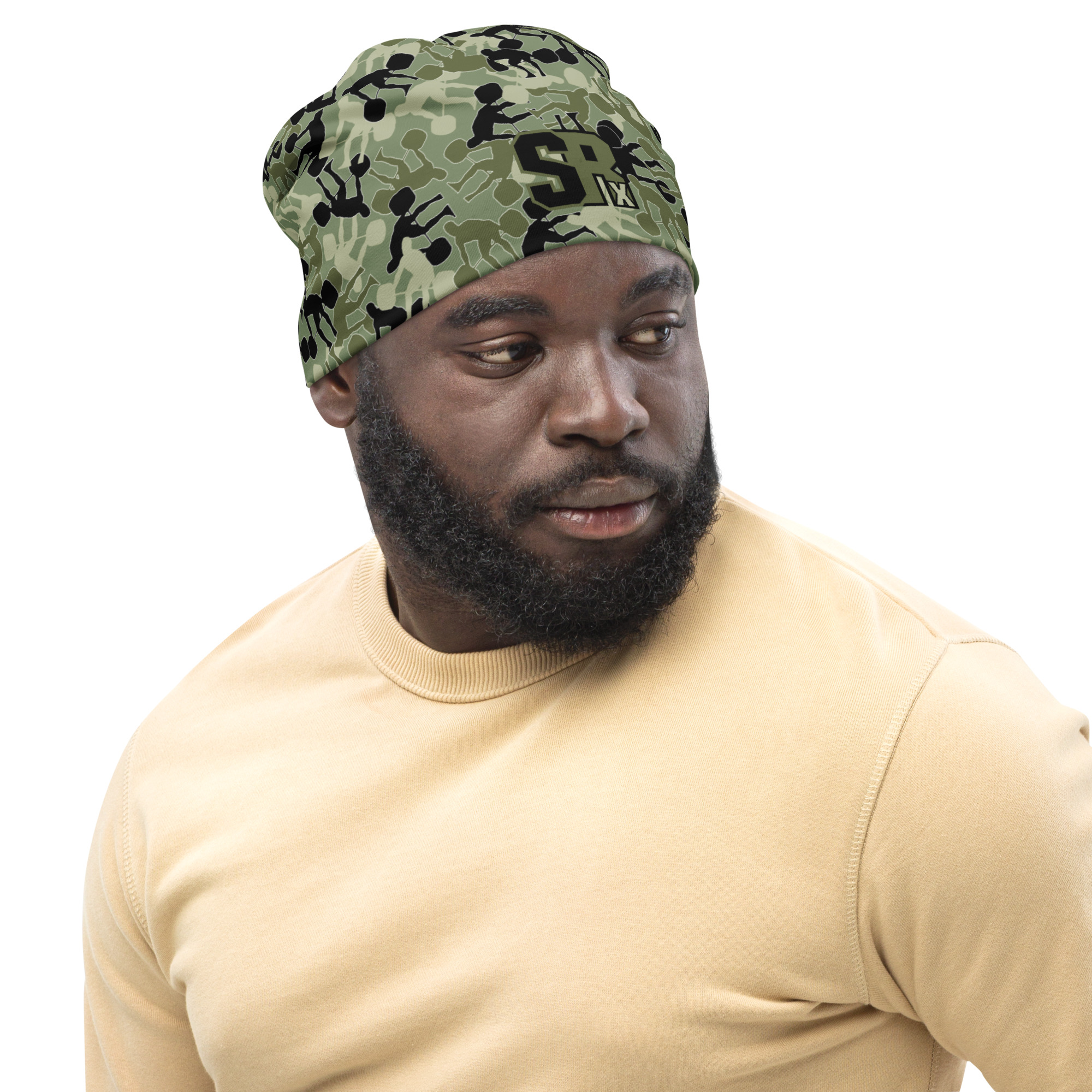 SRx Weightlifter Camo Beanie camo green base - Image 5