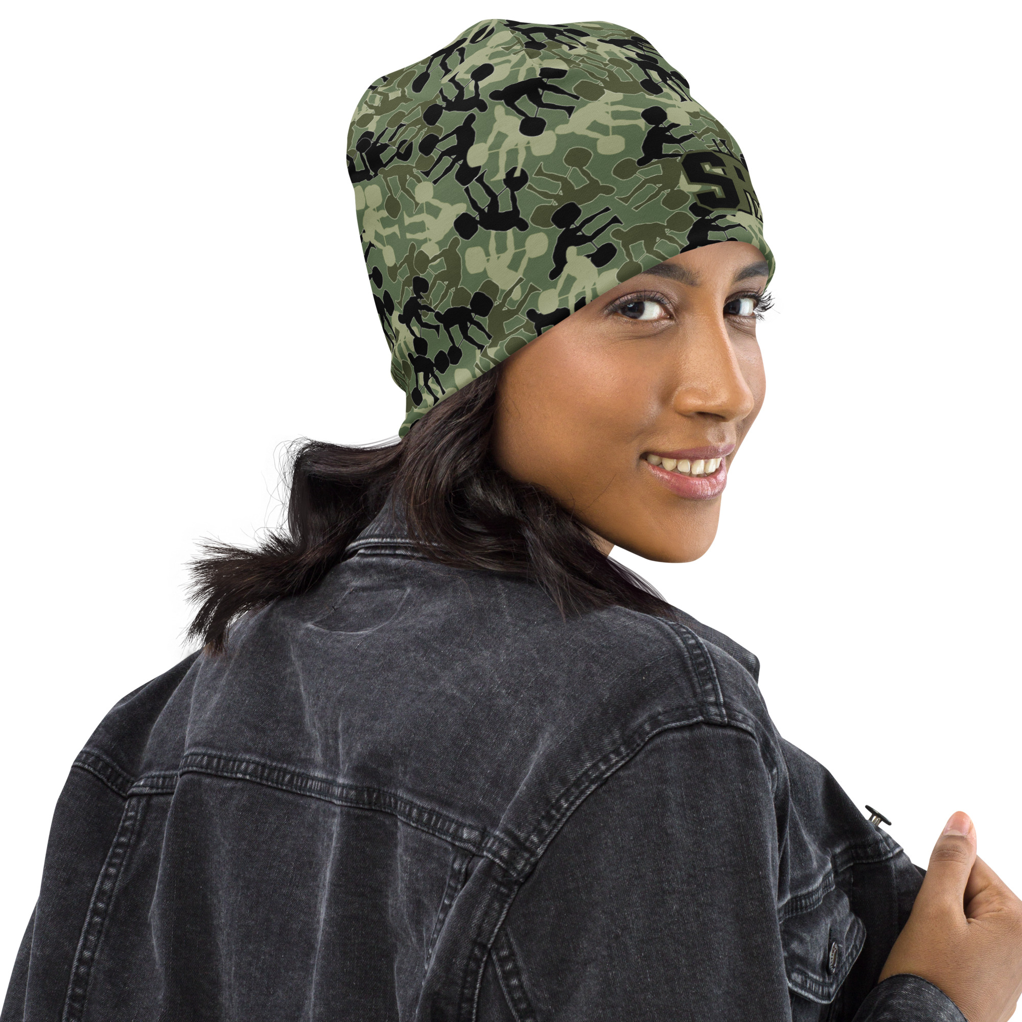 SRx Weightlifter Camo Beanie camo green base - Image 4