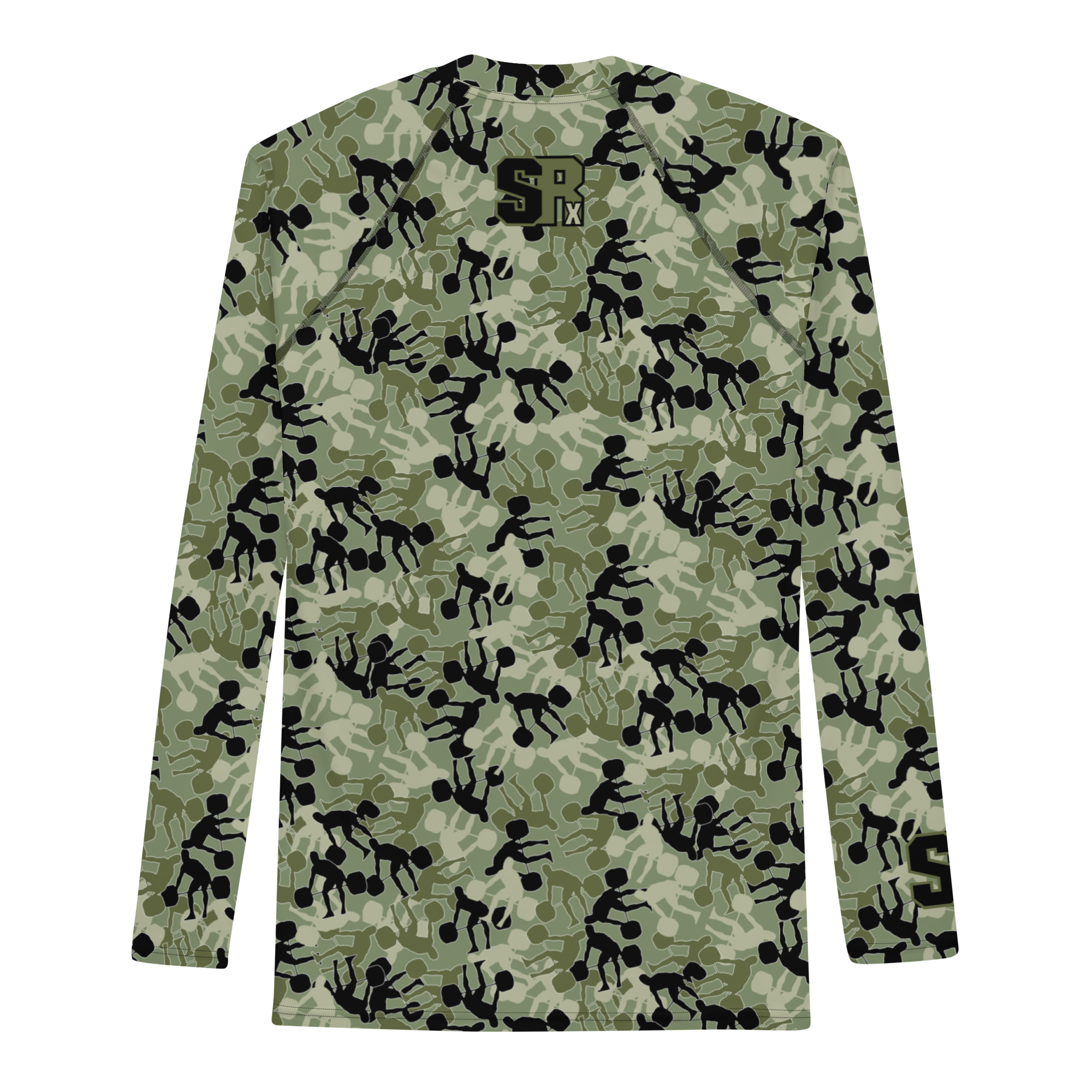 Weightlifter Camo Men's Rash Guard camo green base - Image 2