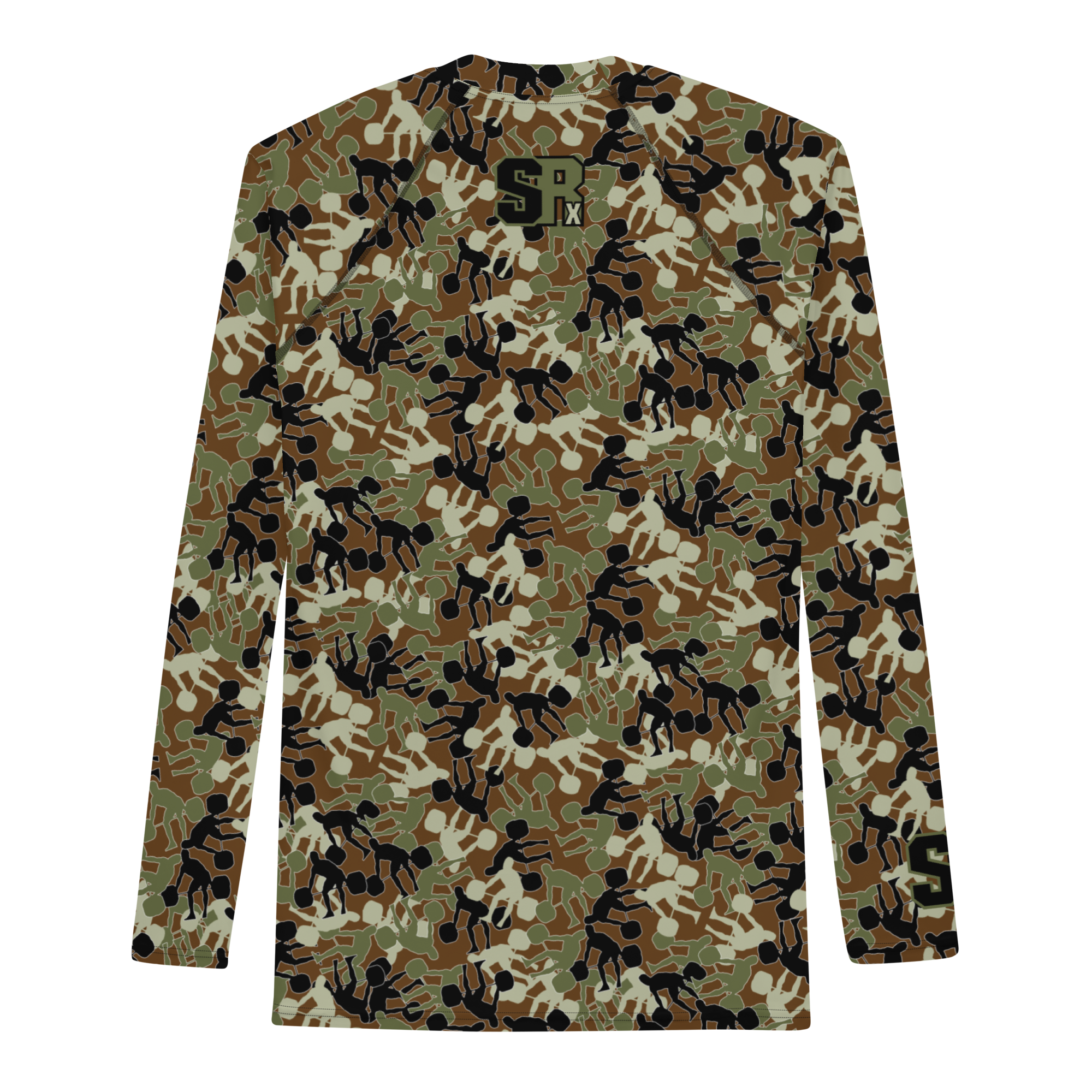 Weightlifter Camo Men's Rash Guard brown base - Image 2