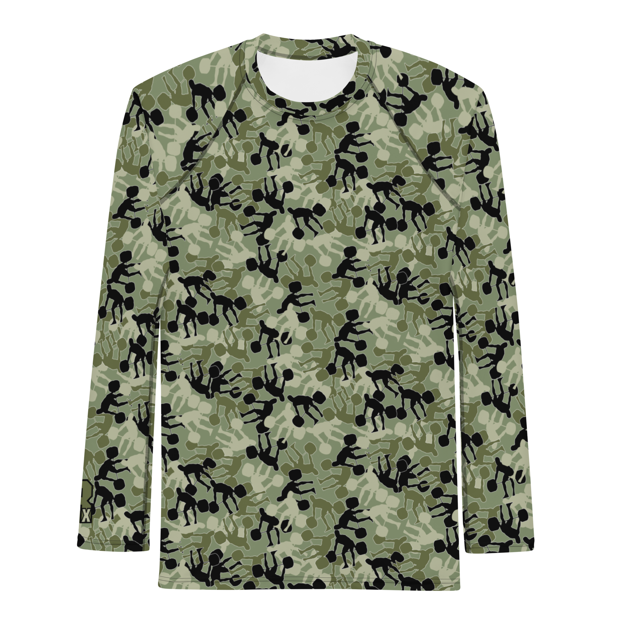 Weightlifter Camo Men's Rash Guard camo green base - Image 1