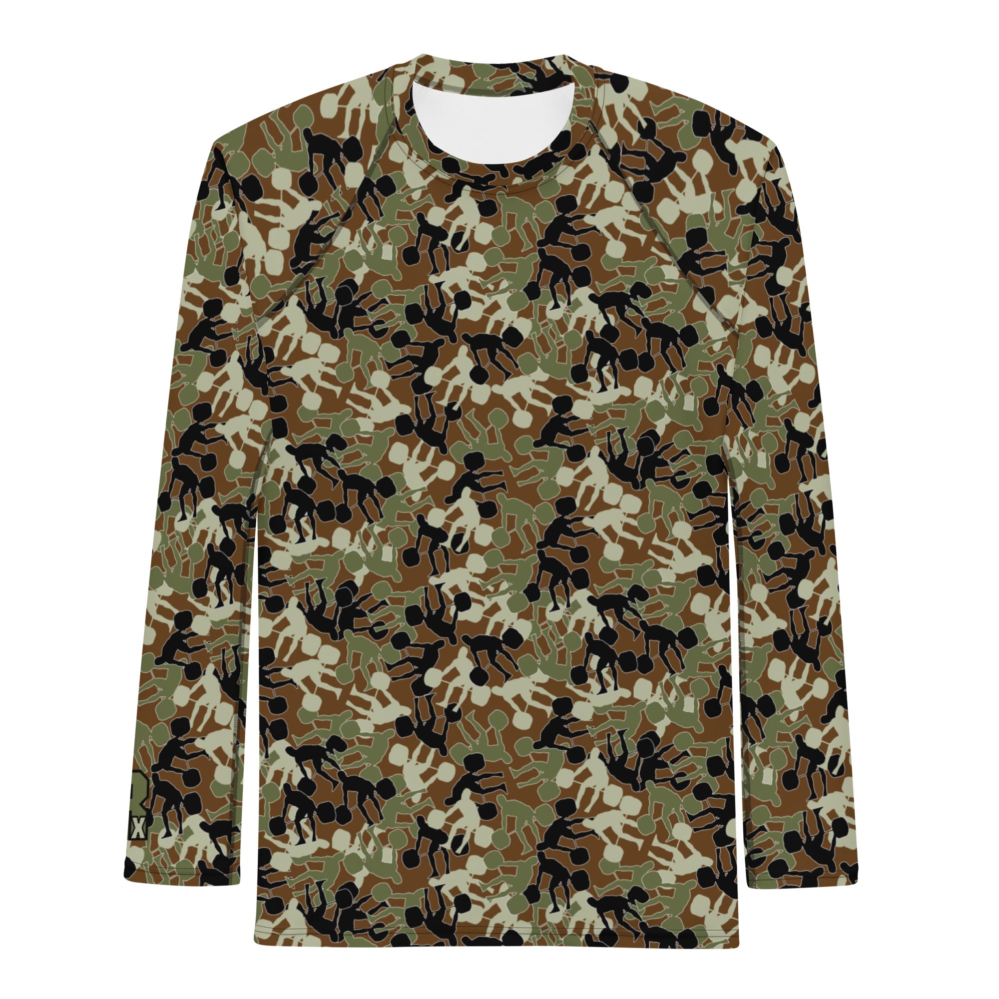 Weightlifter Camo Men's Rash Guard brown base - Image 1