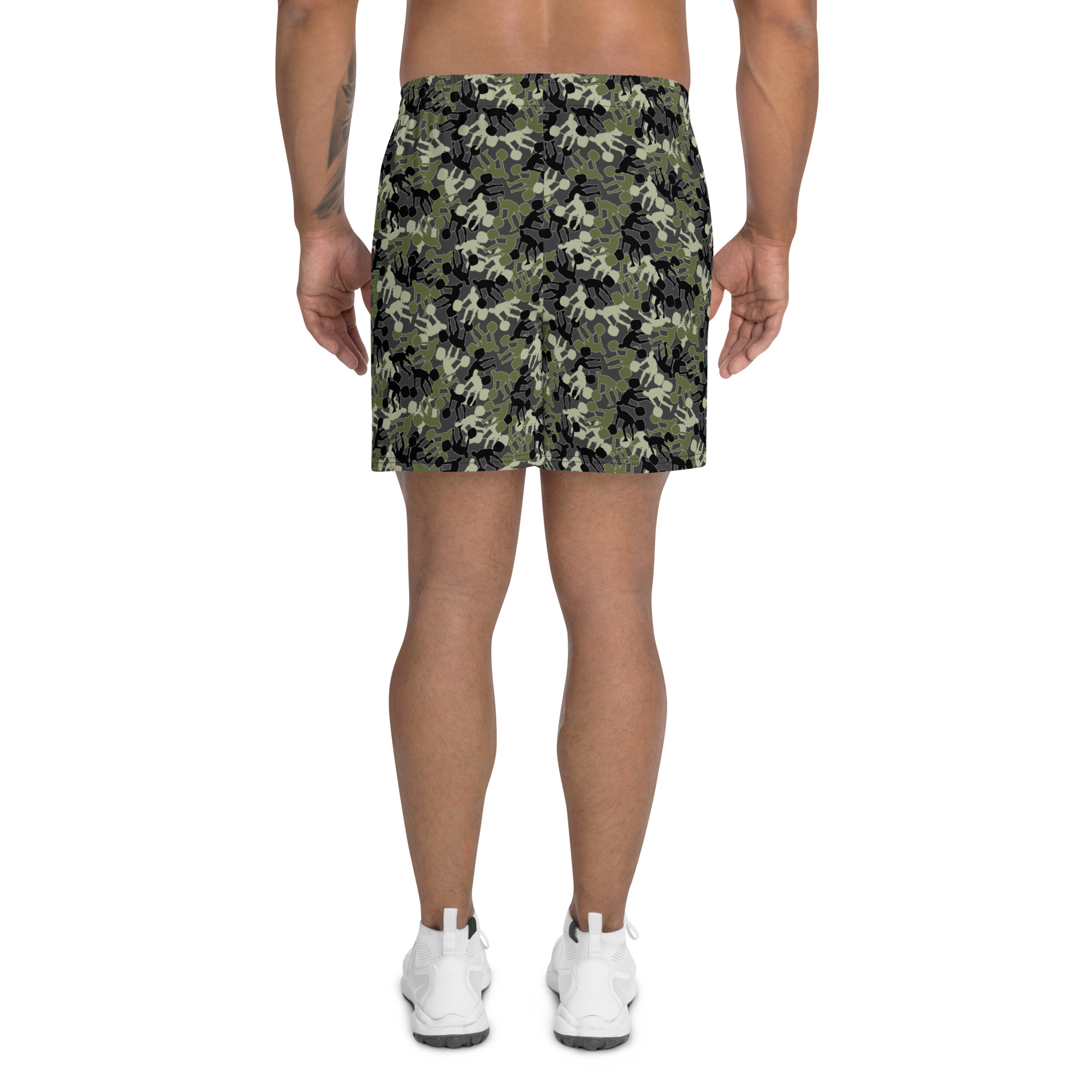 Men's SRx weightlifter camo charcoal base Recycled Athletic Shorts - Image 6