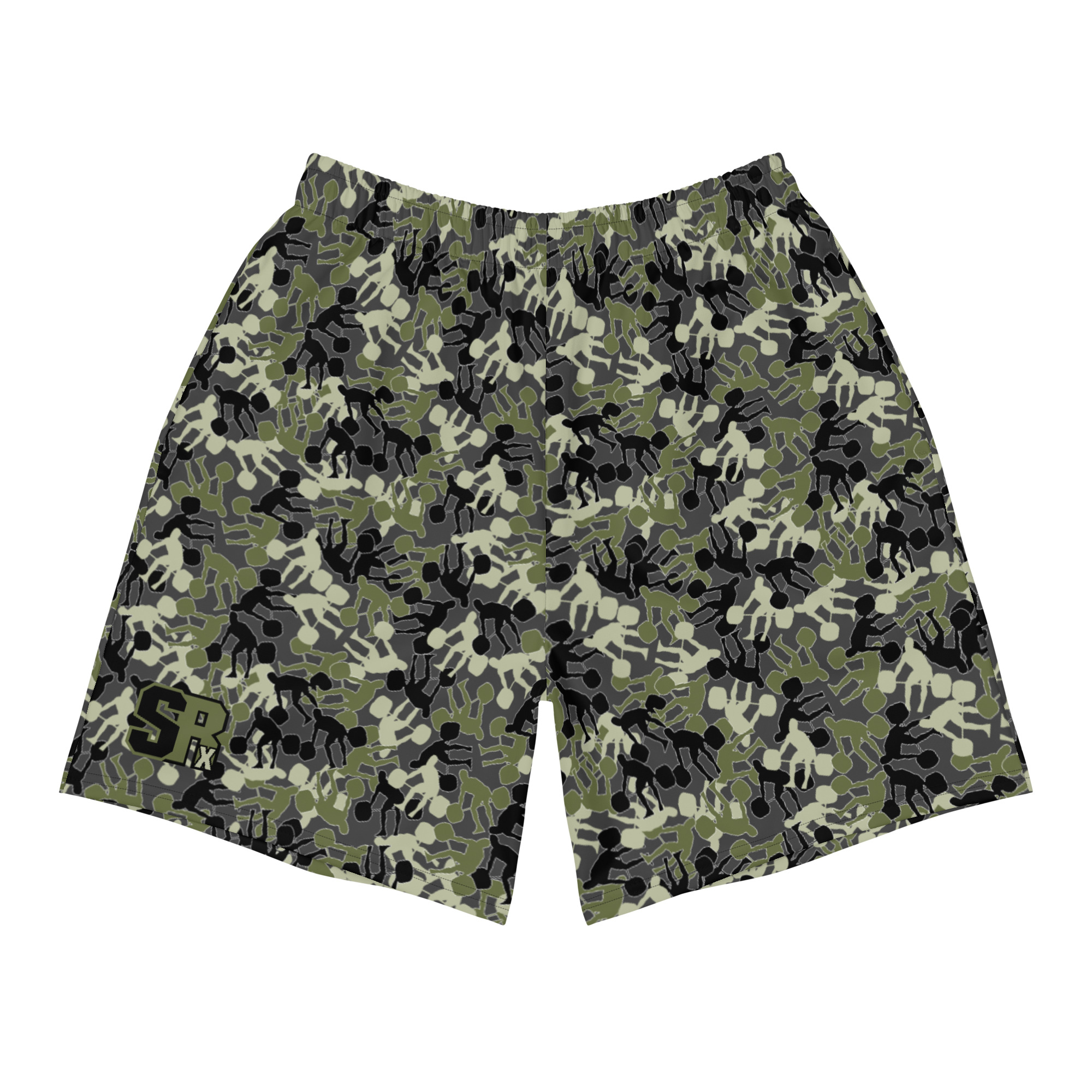 Men's SRx weightlifter camo charcoal base Recycled Athletic Shorts - Image 2