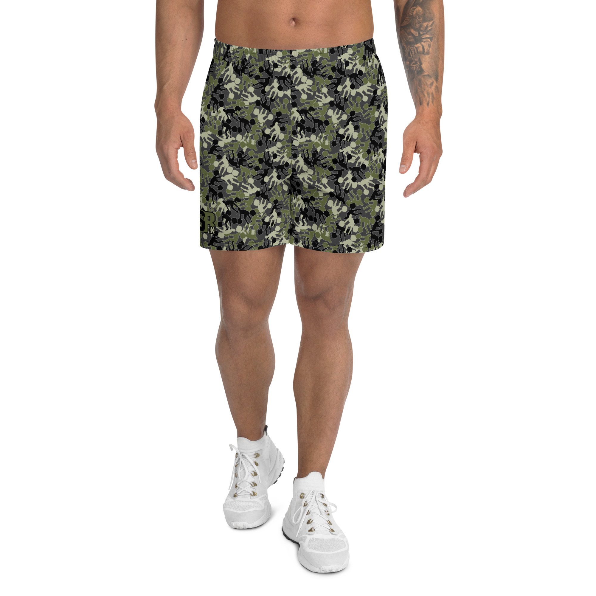 Men's SRx weightlifter camo charcoal base Recycled Athletic Shorts - Image 3