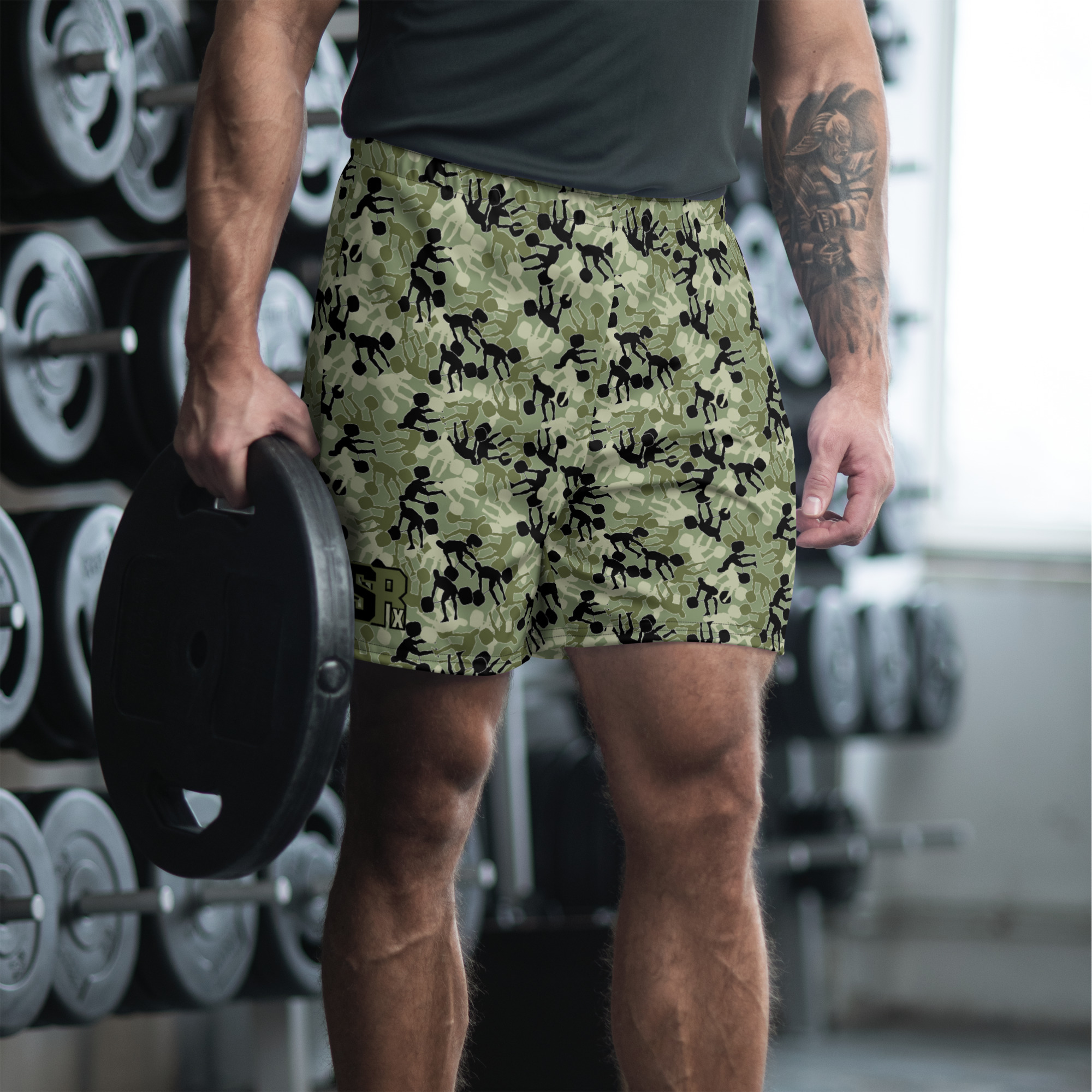 SRx weightlifter camo camo green base Men's Recycled Athletic Shorts - Image 1