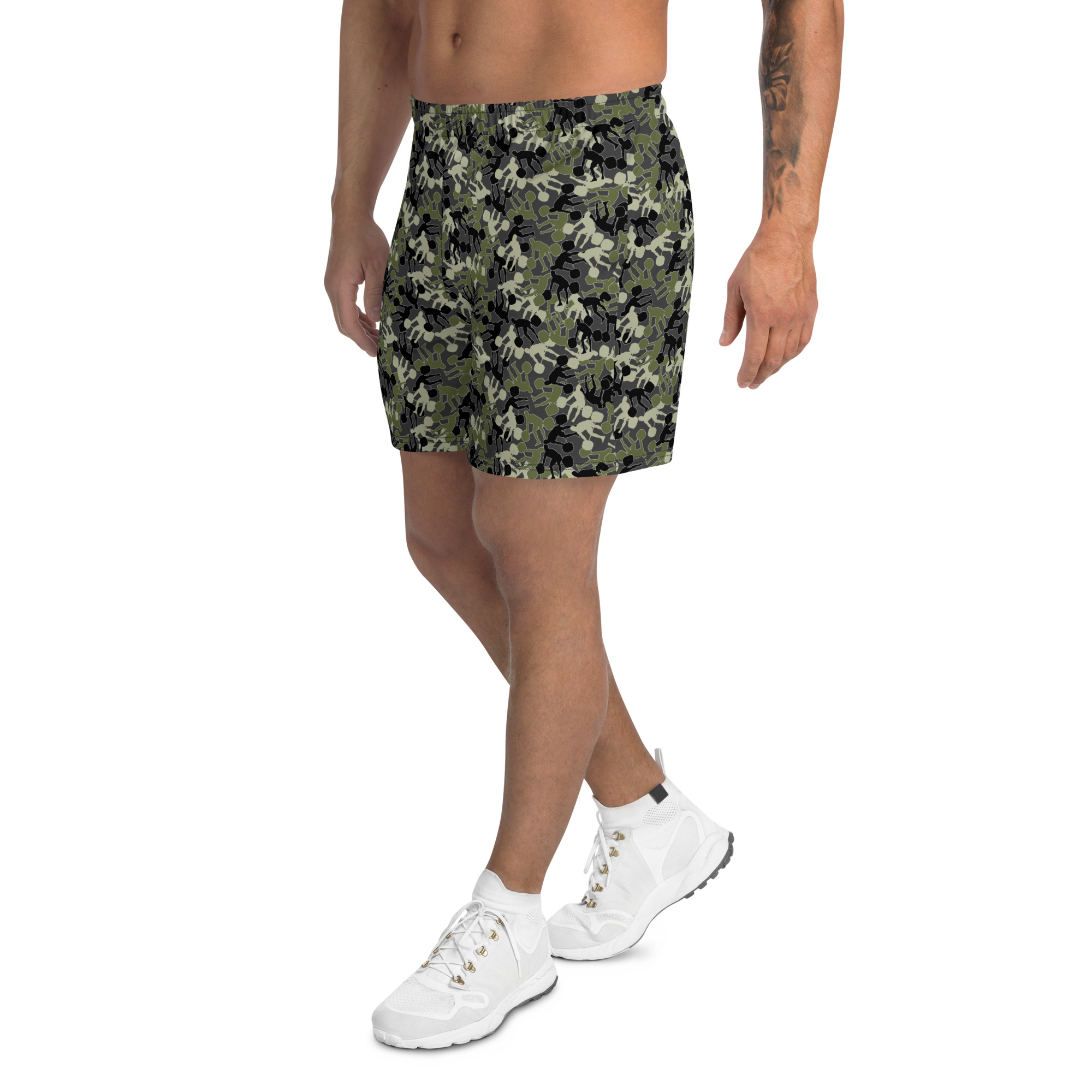 Men's SRx weightlifter camo charcoal base Recycled Athletic Shorts - Image 5