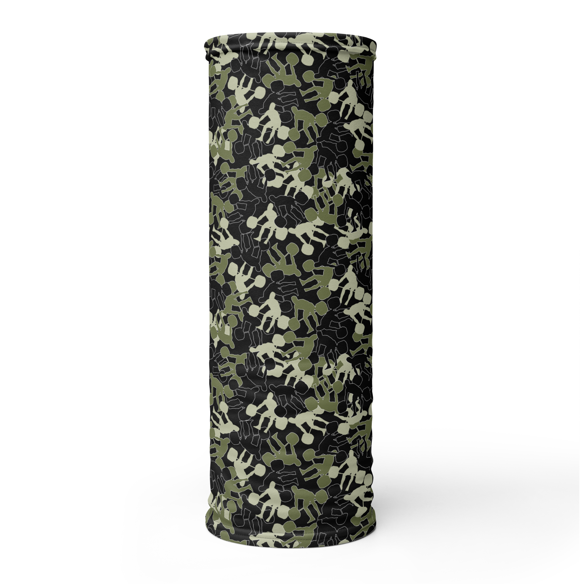 Weightlifter Camo Neck Gaiter black background - Image 1