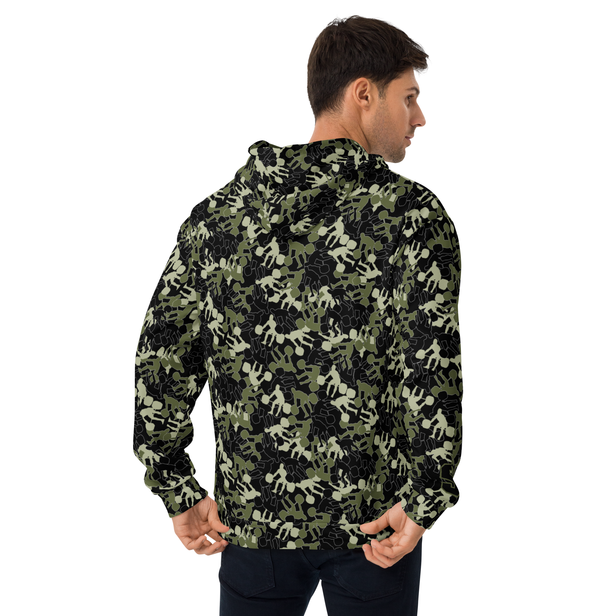 Weightlifter Camouflage Black Background Unisex Hoodie - Image 6