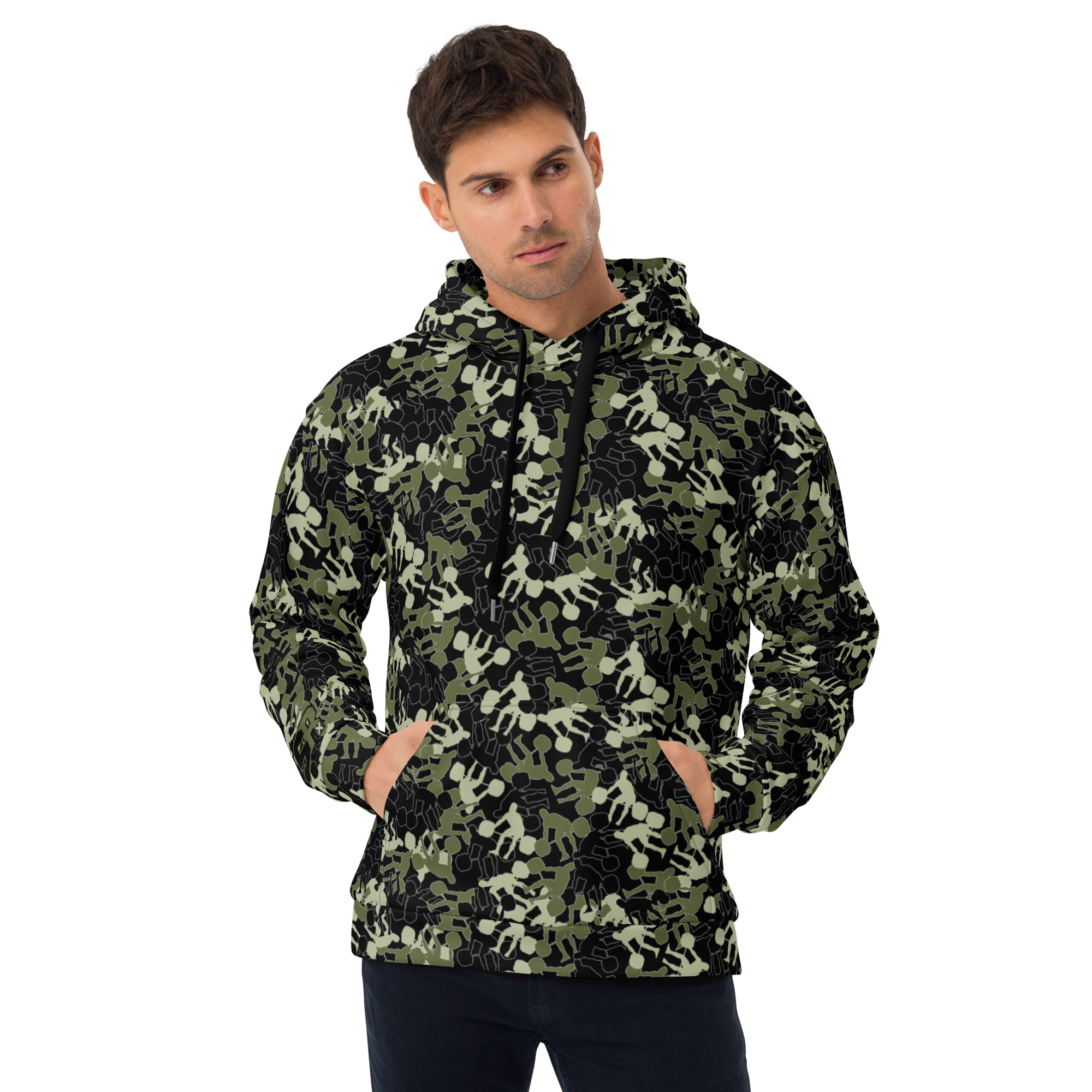 Weightlifter Camouflage Black Background Unisex Hoodie - Image 1