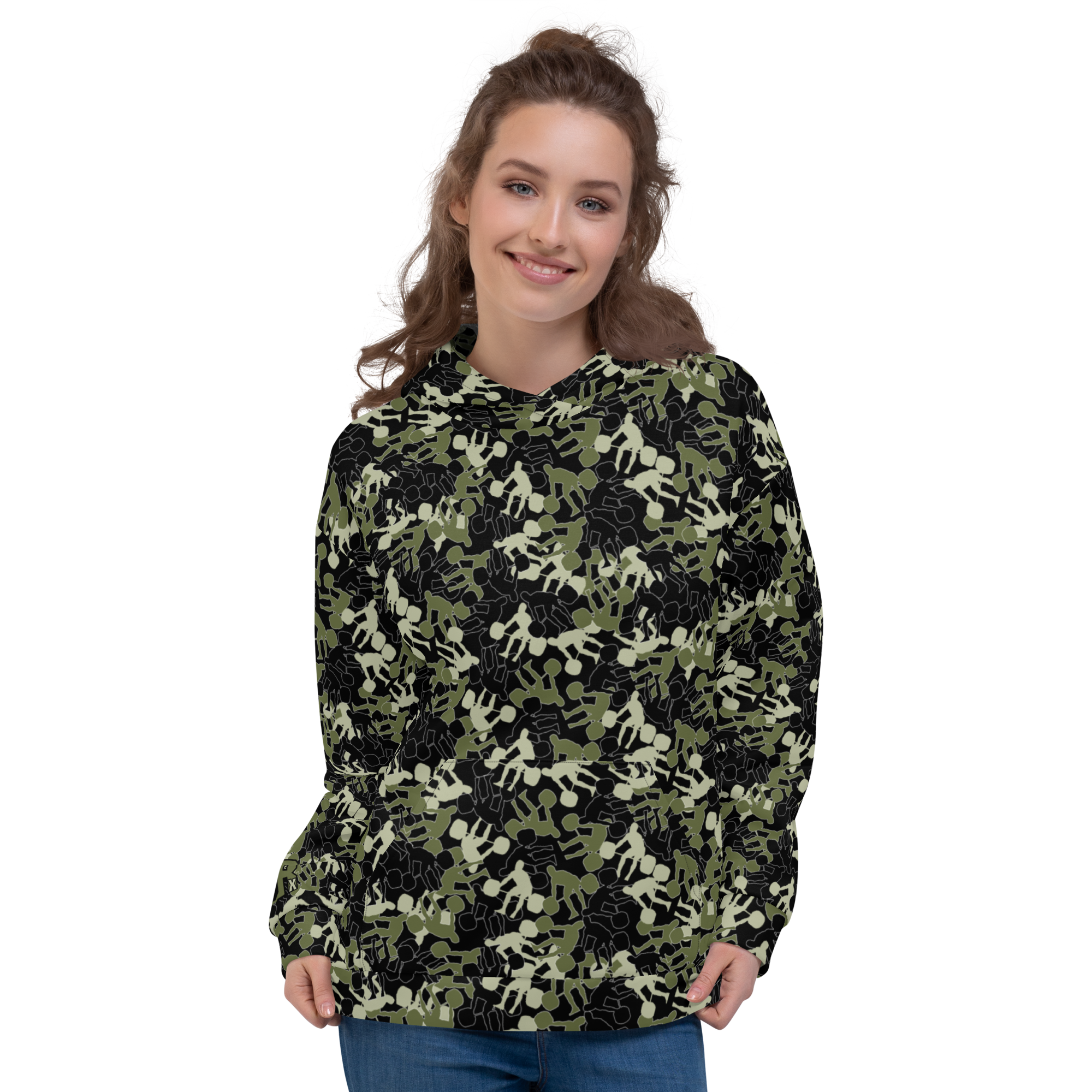 Weightlifter Camouflage Black Background Unisex Hoodie - Image 2