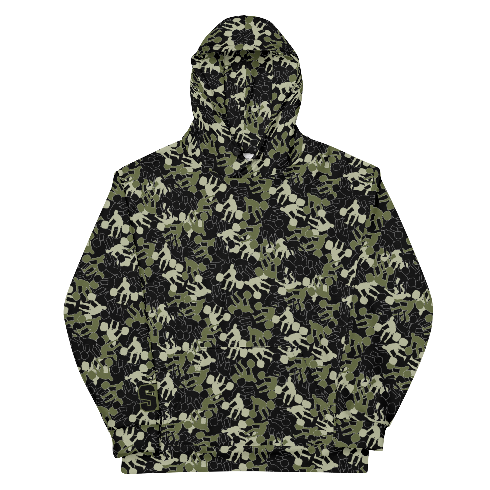 Weightlifter Camouflage Black Background Unisex Hoodie - Image 4
