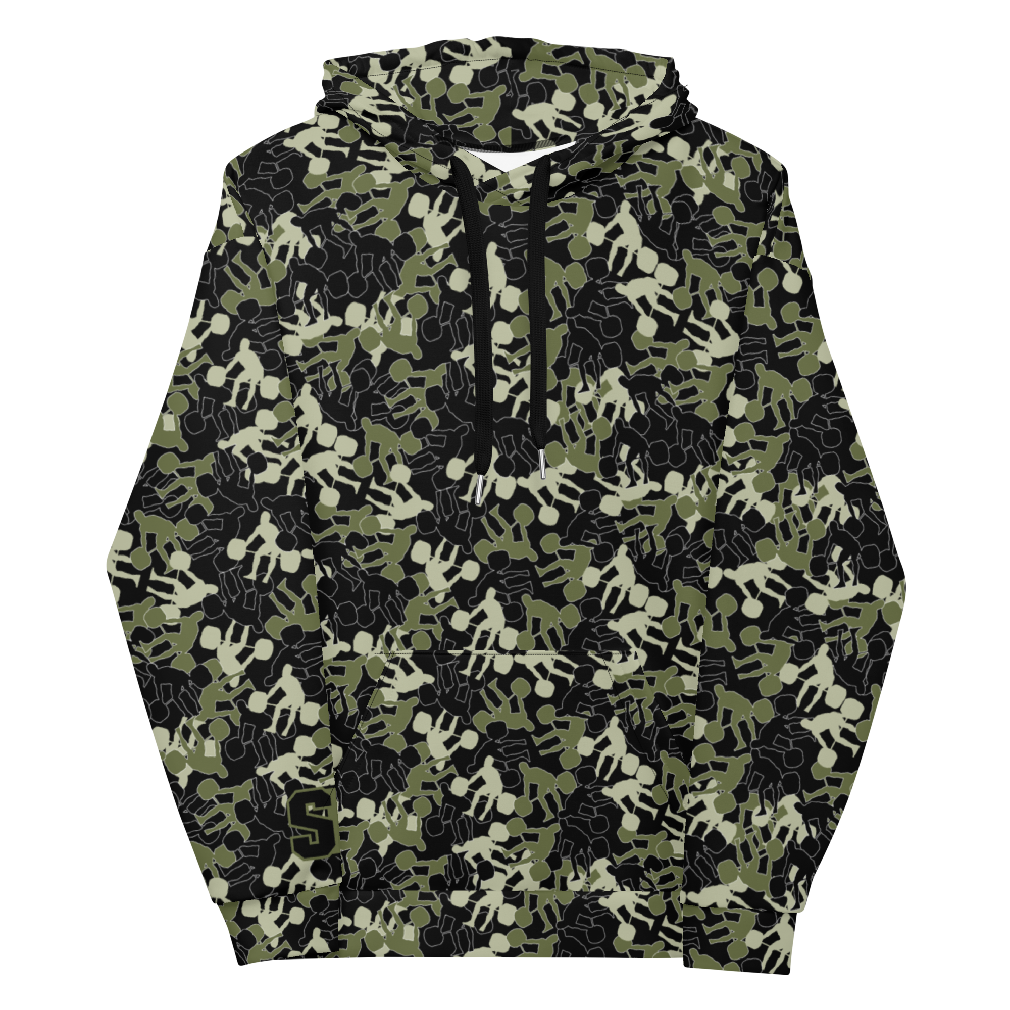 Weightlifter Camouflage Black Background Unisex Hoodie - Image 5