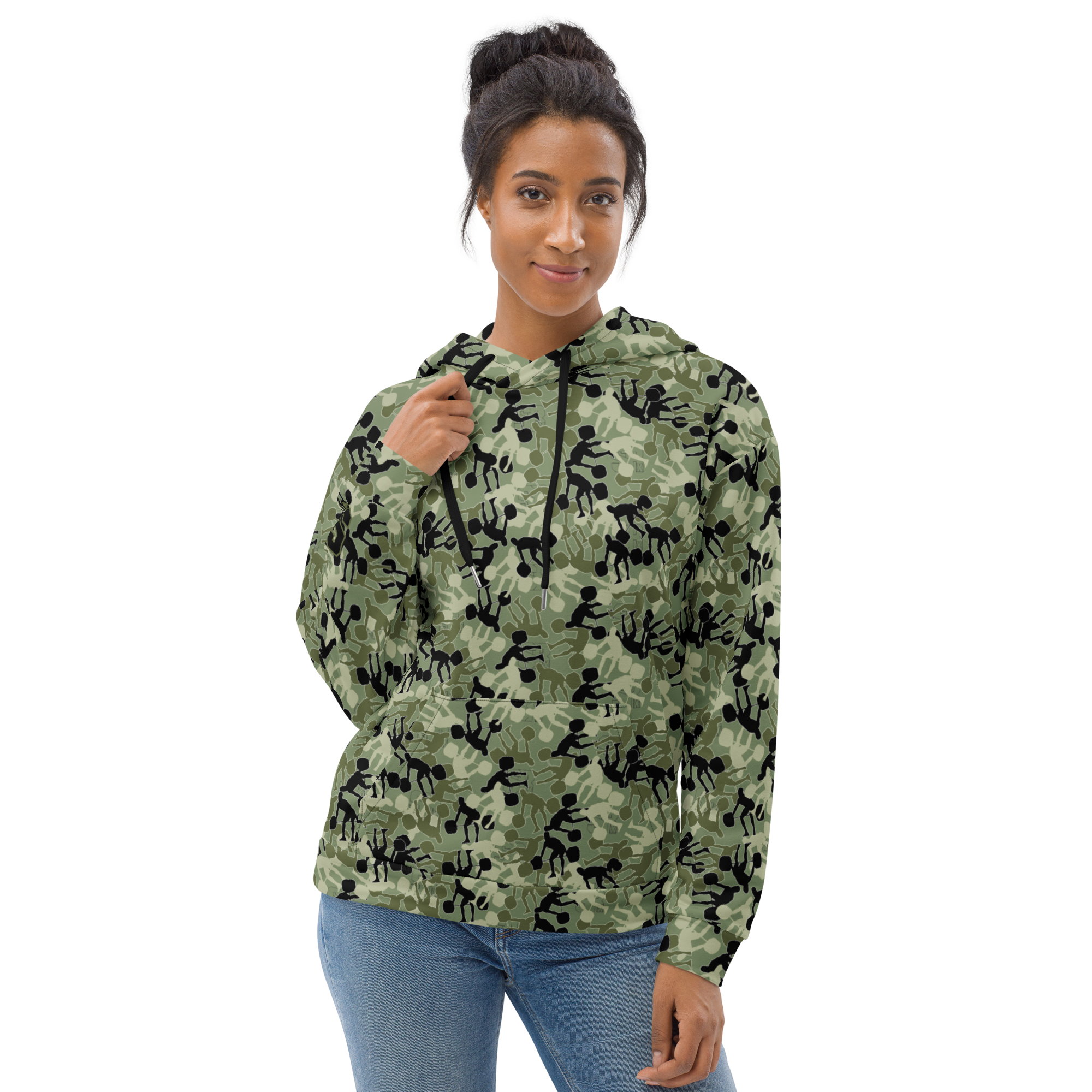 Weightlifter Camouflage Green Background Unisex Hoodie - Image 2