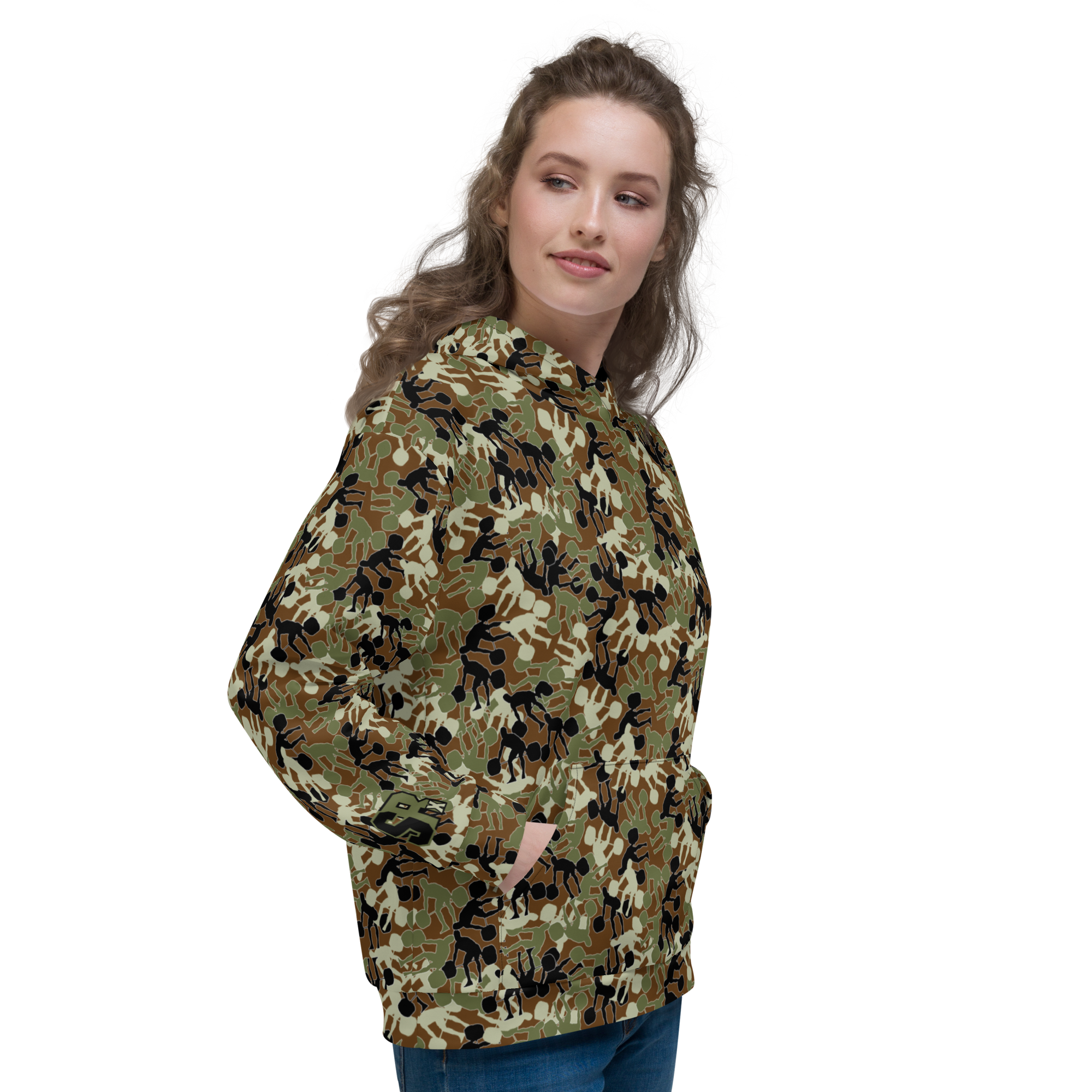 Weightlifter Camouflage Brown Background Unisex Hoodie - Image 2