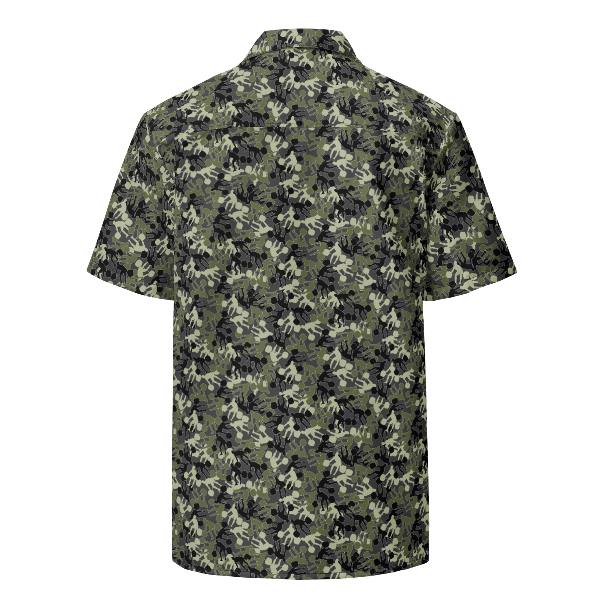 Weightlifter Camo Unisex button shirt charcoal background - Image 3