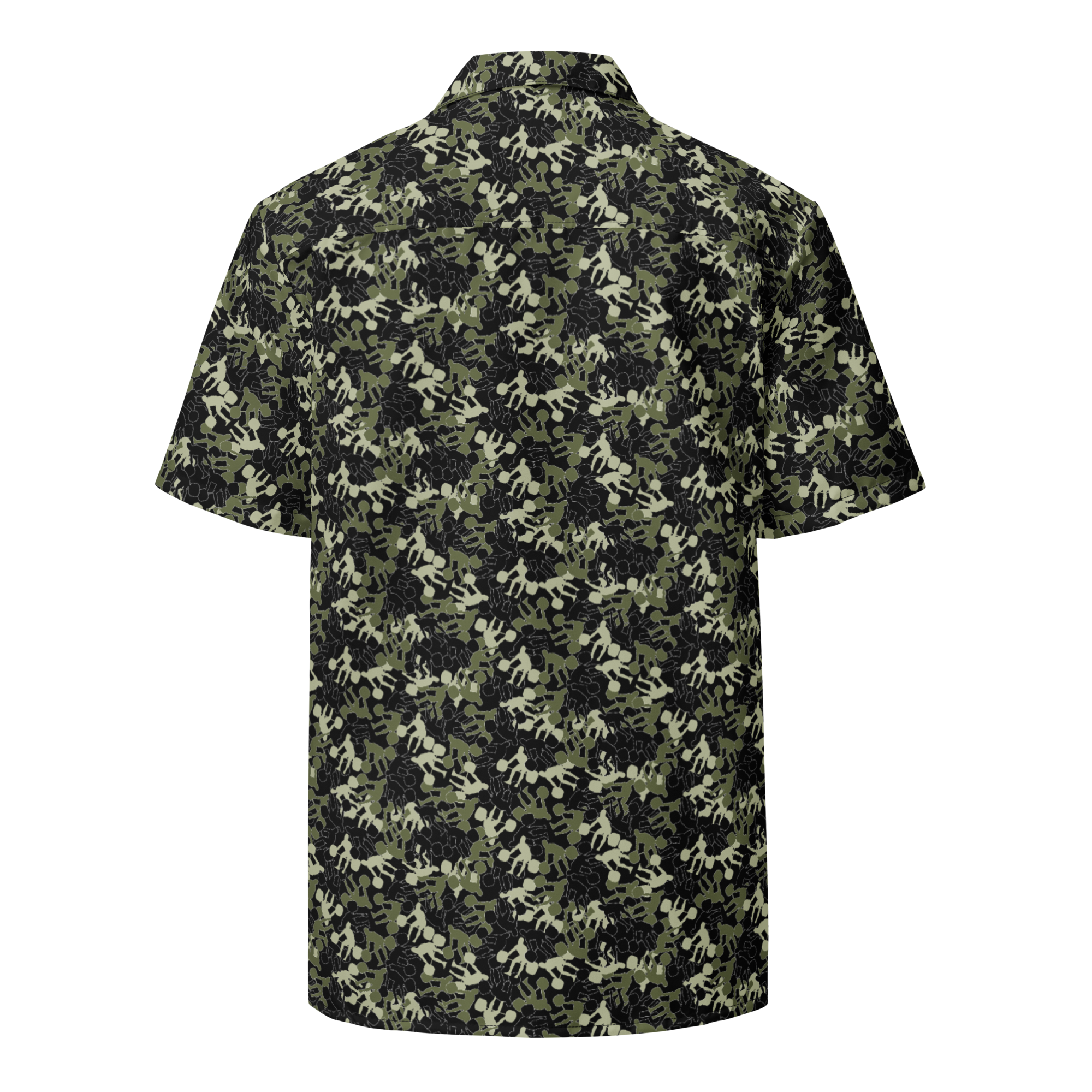 Weightlifter Camo Unisex button shirt black background - Image 3