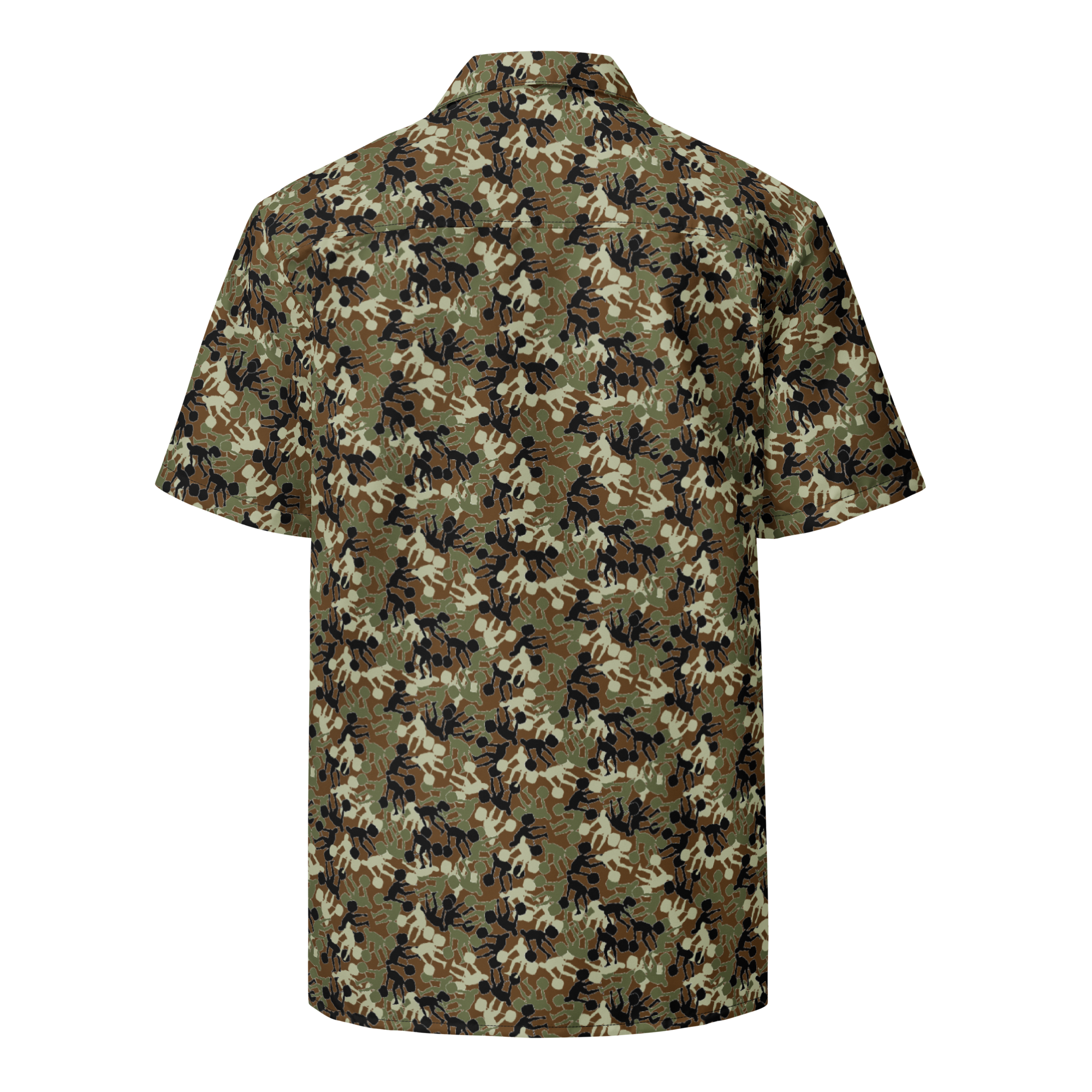 Weightlifter Camo Unisex button shirt brown background - Image 3