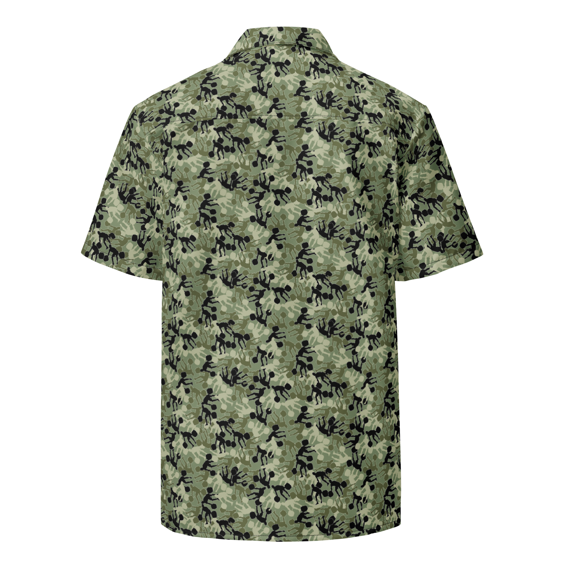 Weightlifter Camo Unisex button shirt camo green background - Image 3