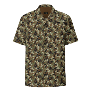 Weightlifter Camo Unisex button shirt brown background