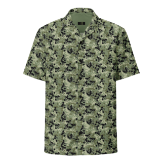 Weightlifter Camo Unisex button shirt camo green background
