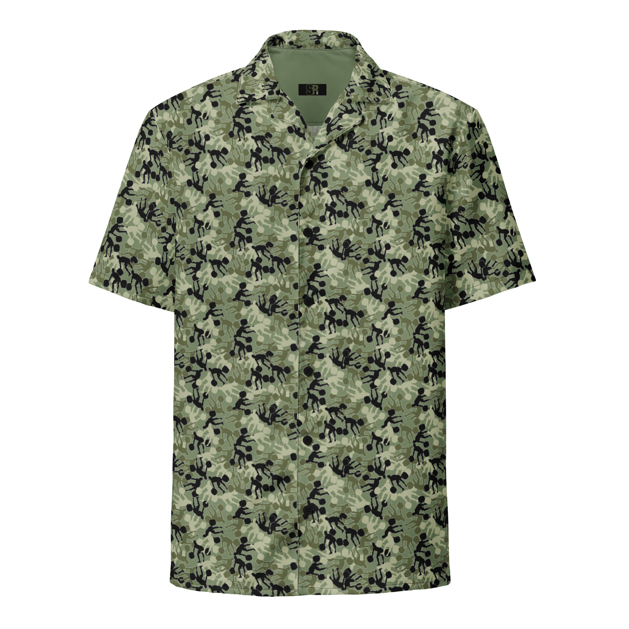 Weightlifter Camo Unisex button shirt camo green background - Image 1