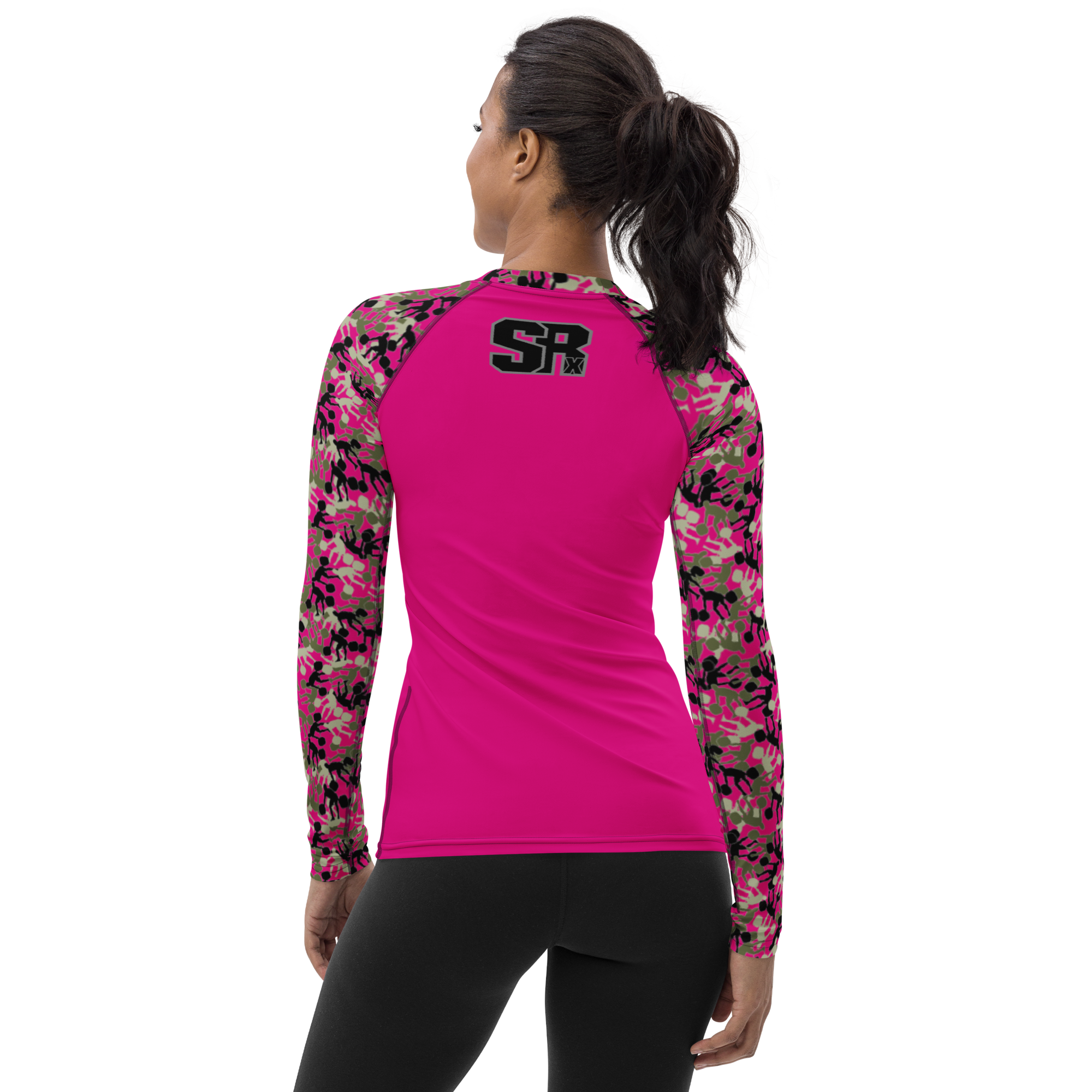 Weightlifter Camo and Pink Women's Rash Guard - Image 2
