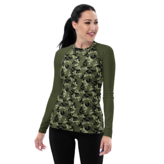 Weightlifter Camo Women's Rash Guard Saratoga base color