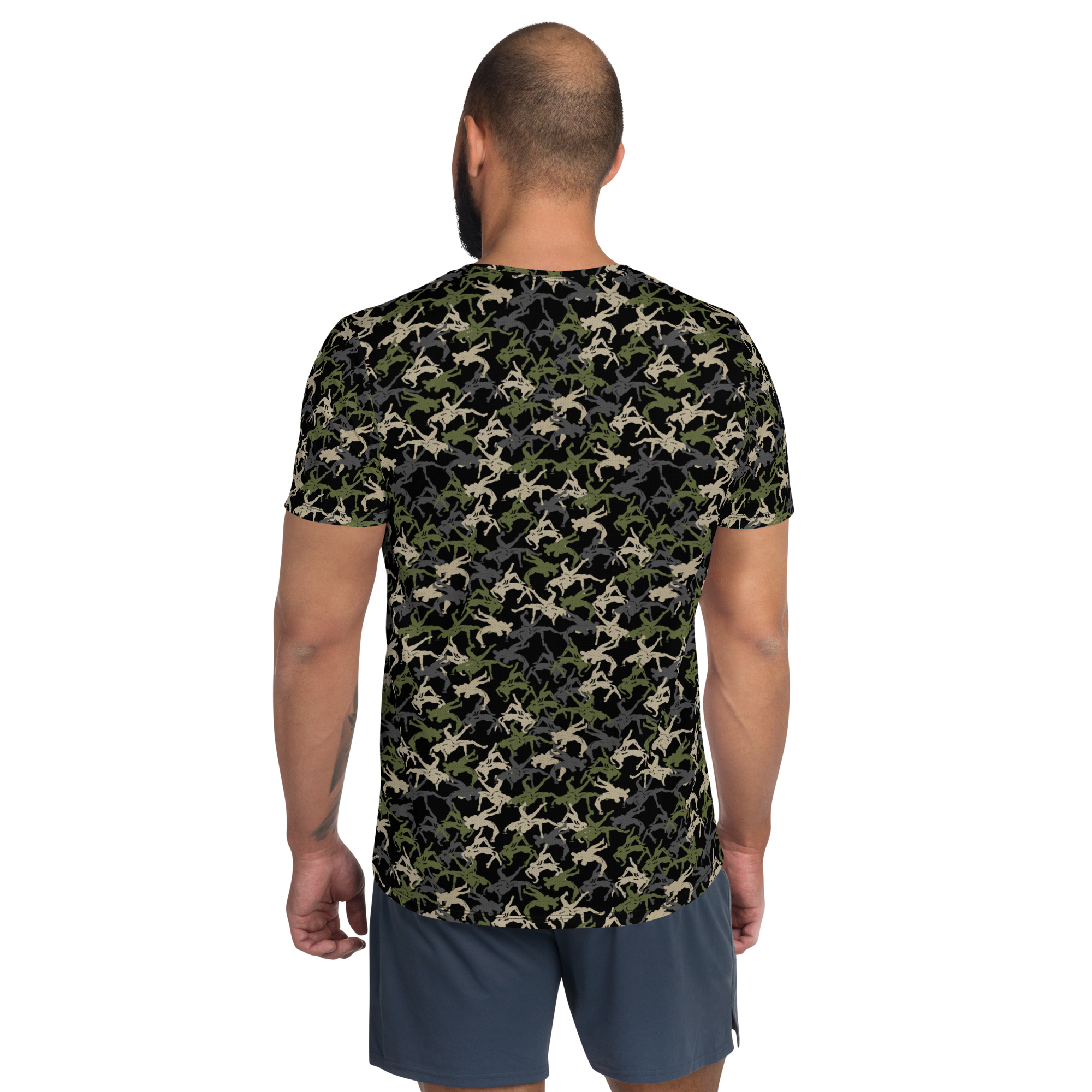 Wrestler Camo Black base quick dry performance Men's Athletic T-shirt - Image 2