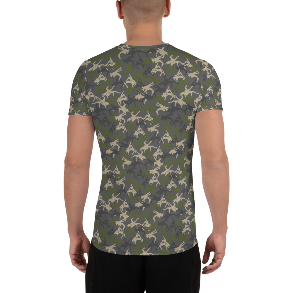 Wrestler Camo charcoal base quick dry performance Men's Athletic T-shirt - Image 2