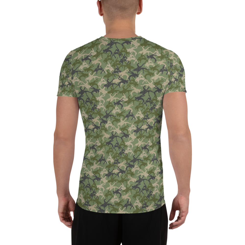 Wrestler Camo Green base quick dry performance Men's Athletic T-shirt - Image 2