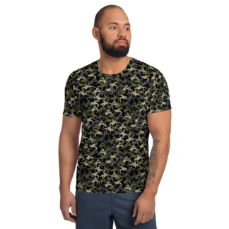Wrestler Camo Black base quick dry performance Men's Athletic T-shirt
