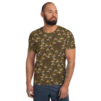 Wrestler Camo brown base quick dry performance Men's Athletic T-shirt