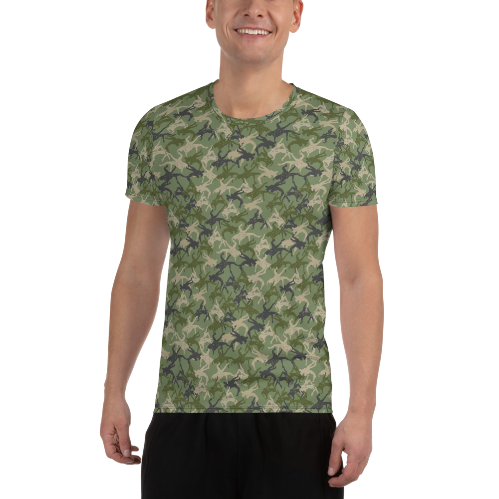 Wrestler Camo Green base quick dry performance Men's Athletic T-shirt - Image 1