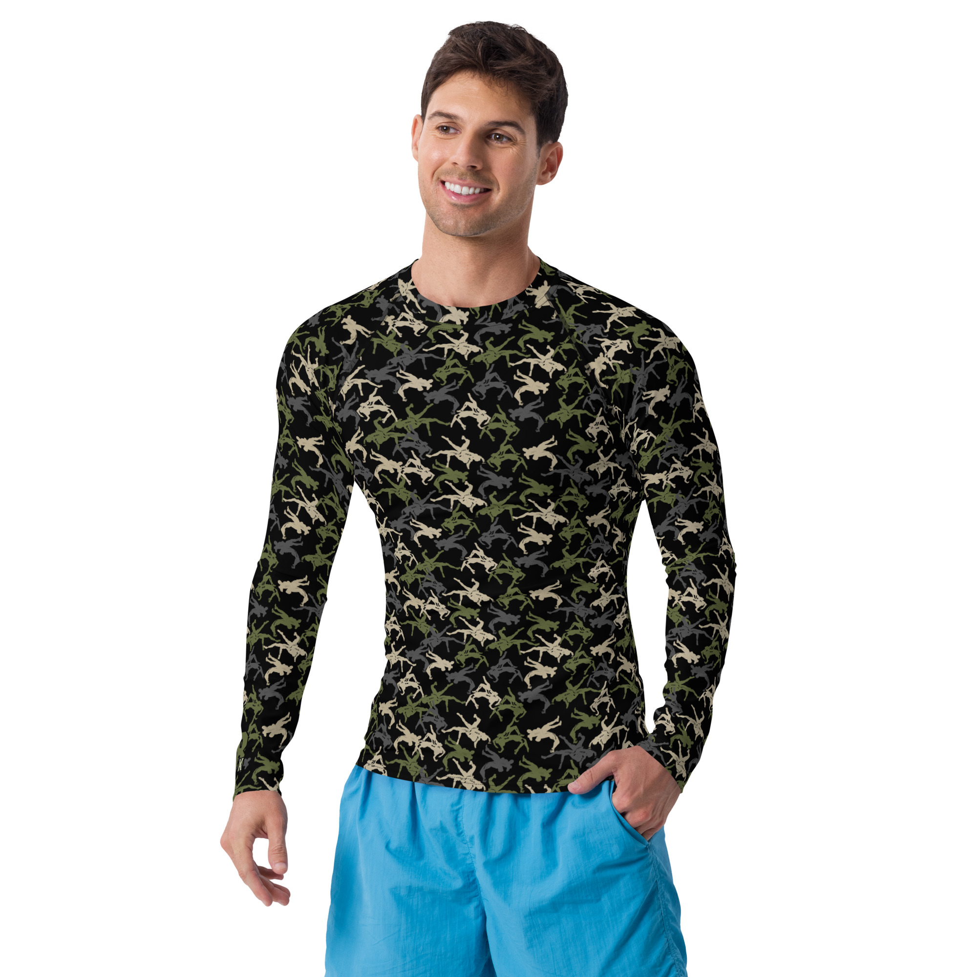 Wrestler Camo black base Men's Rash Guard - Image 1