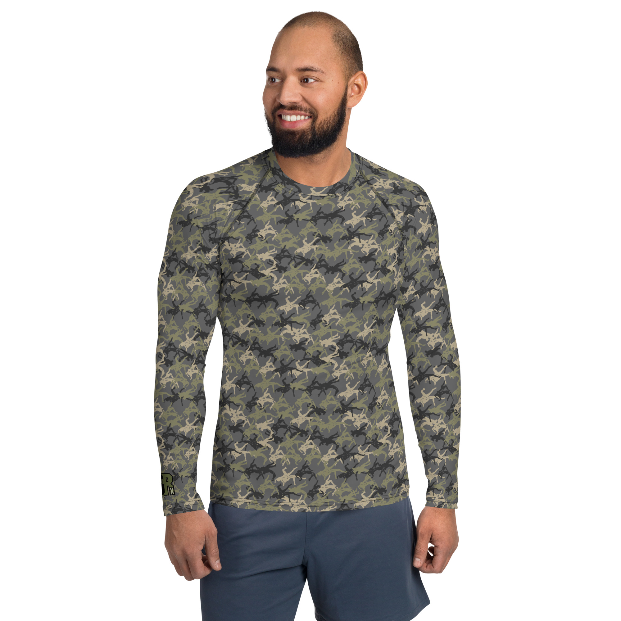 Wrestler Camo grey baseMen's Rash Guard - Image 1