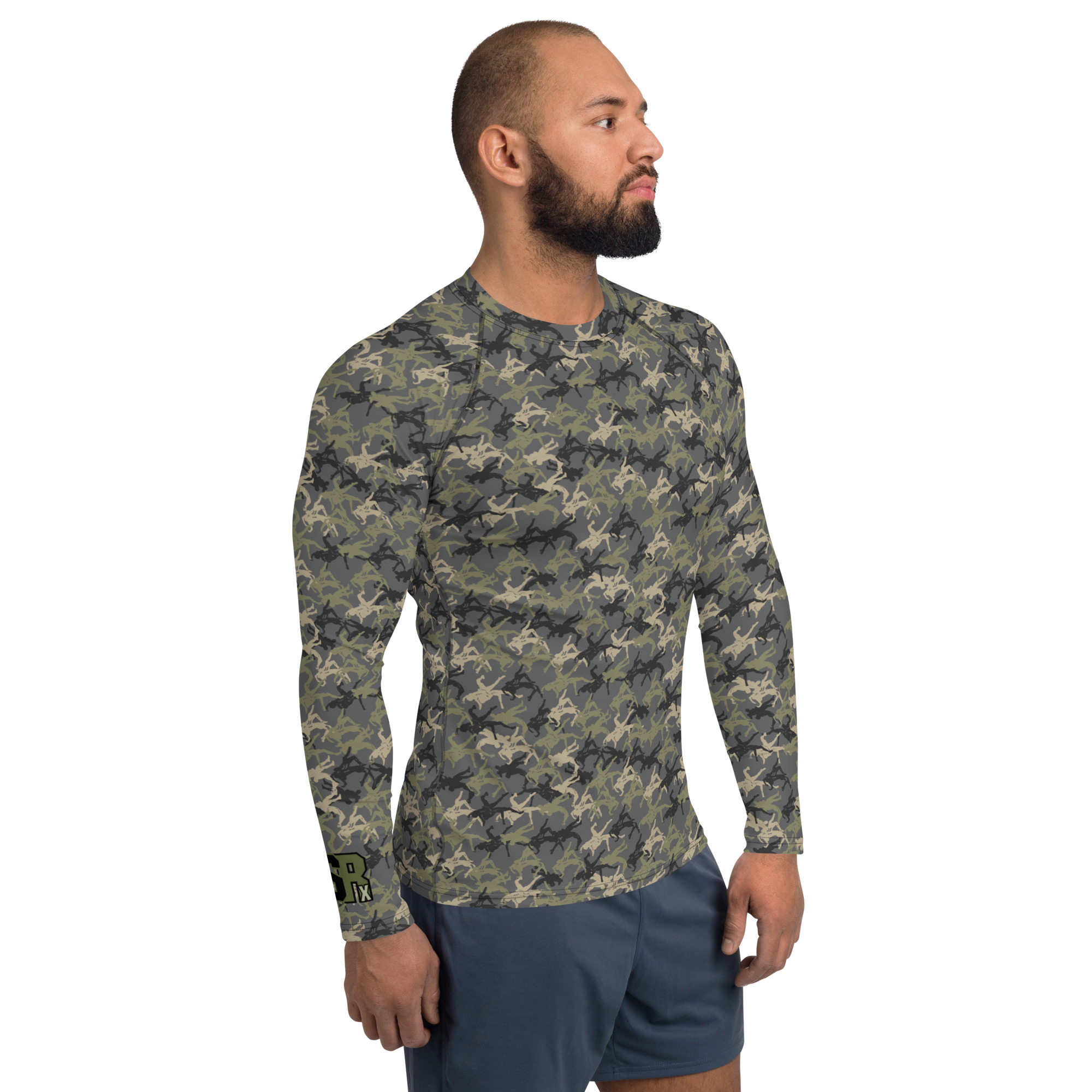 Wrestler Camo grey baseMen's Rash Guard - Image 3