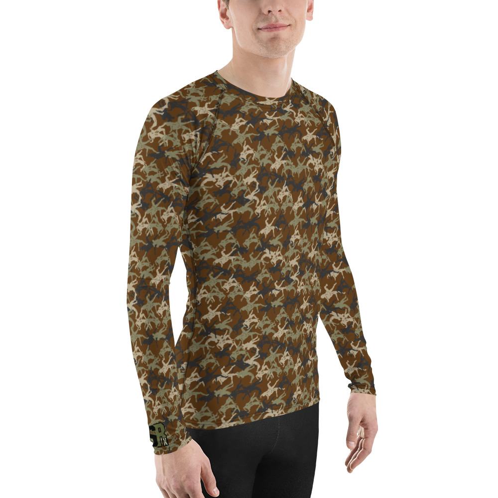 Wrestler Camo brown baseMen's Rash Guard - Image 4