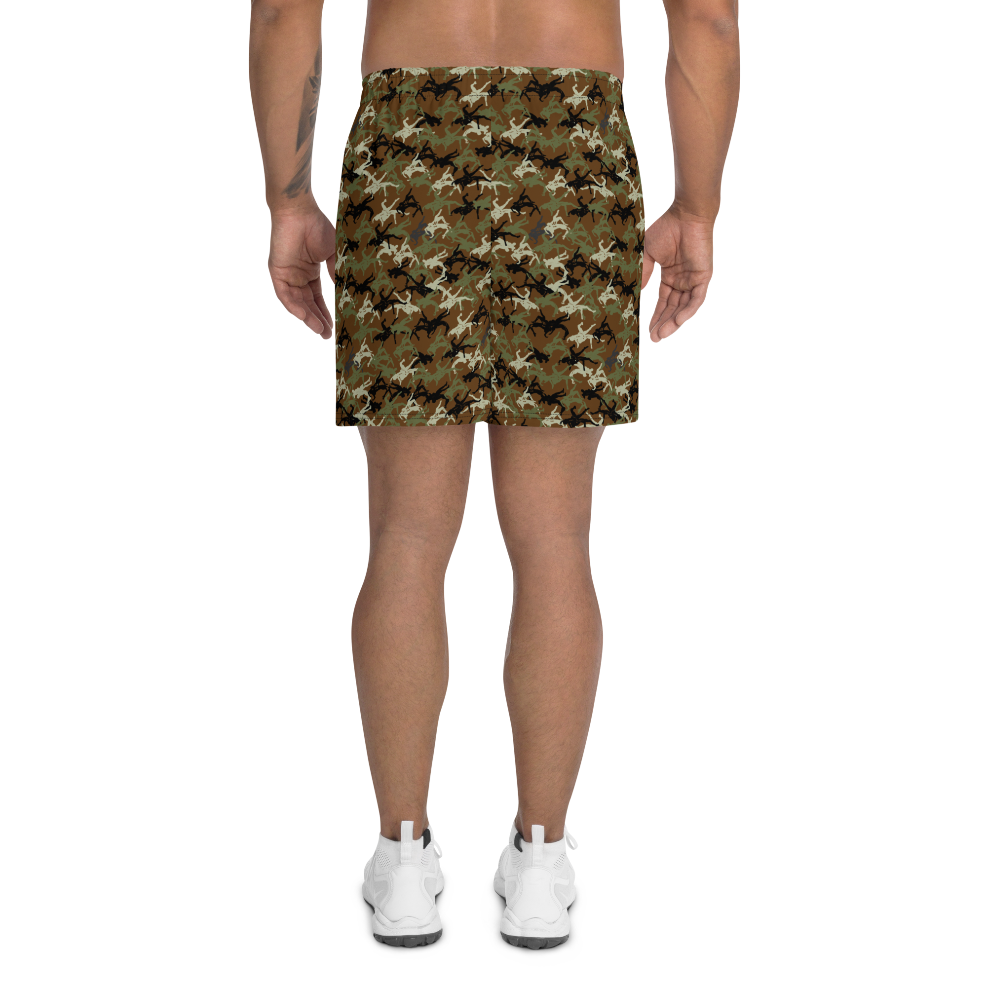 Wrestler Camo brown base Men's Recycled Athletic Shorts - Image 2