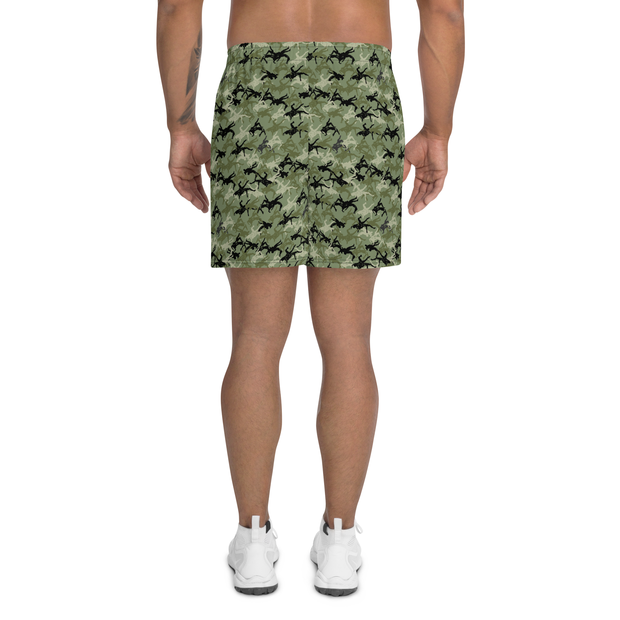 Wrestler Camo green base Men's Recycled Athletic Shorts - Image 2