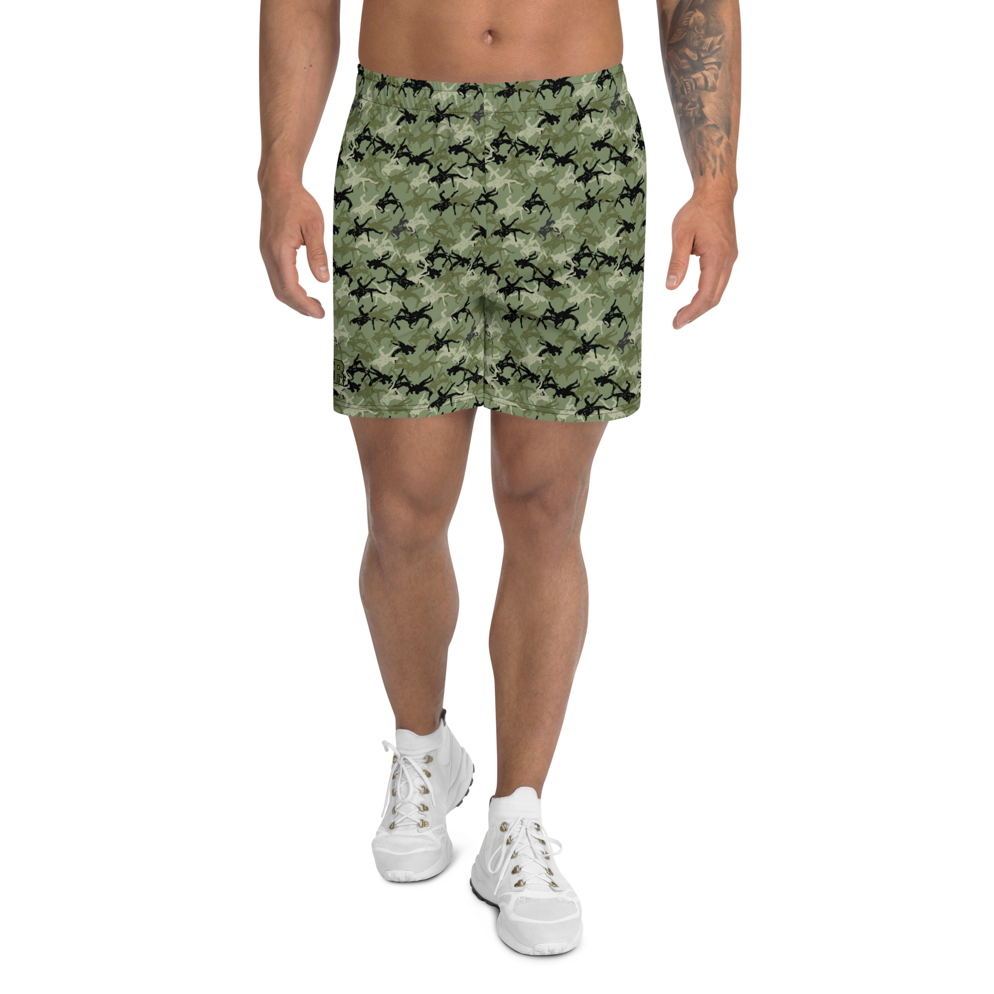Wrestler Camo green base Men's Recycled Athletic Shorts - Image 1