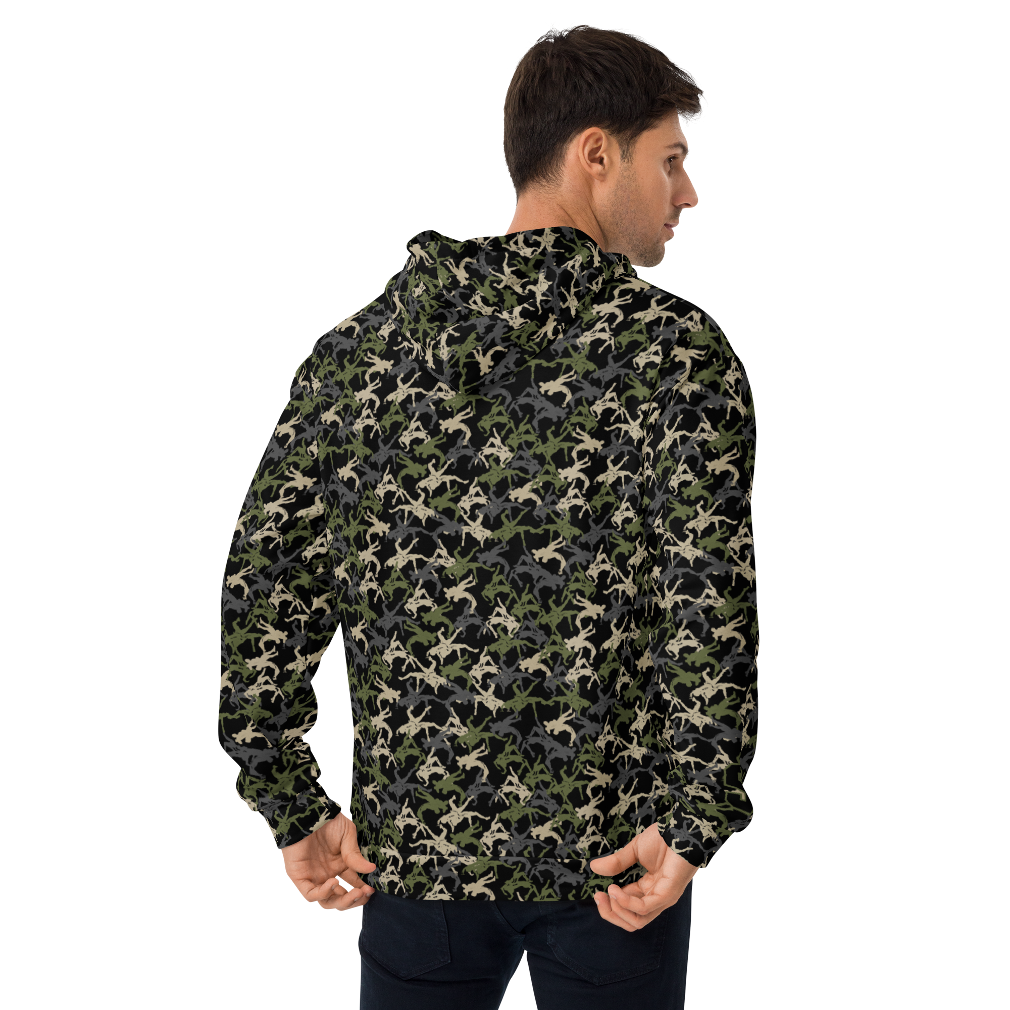 Wrestler Camo with a black base Unisex Hoodie - Image 3