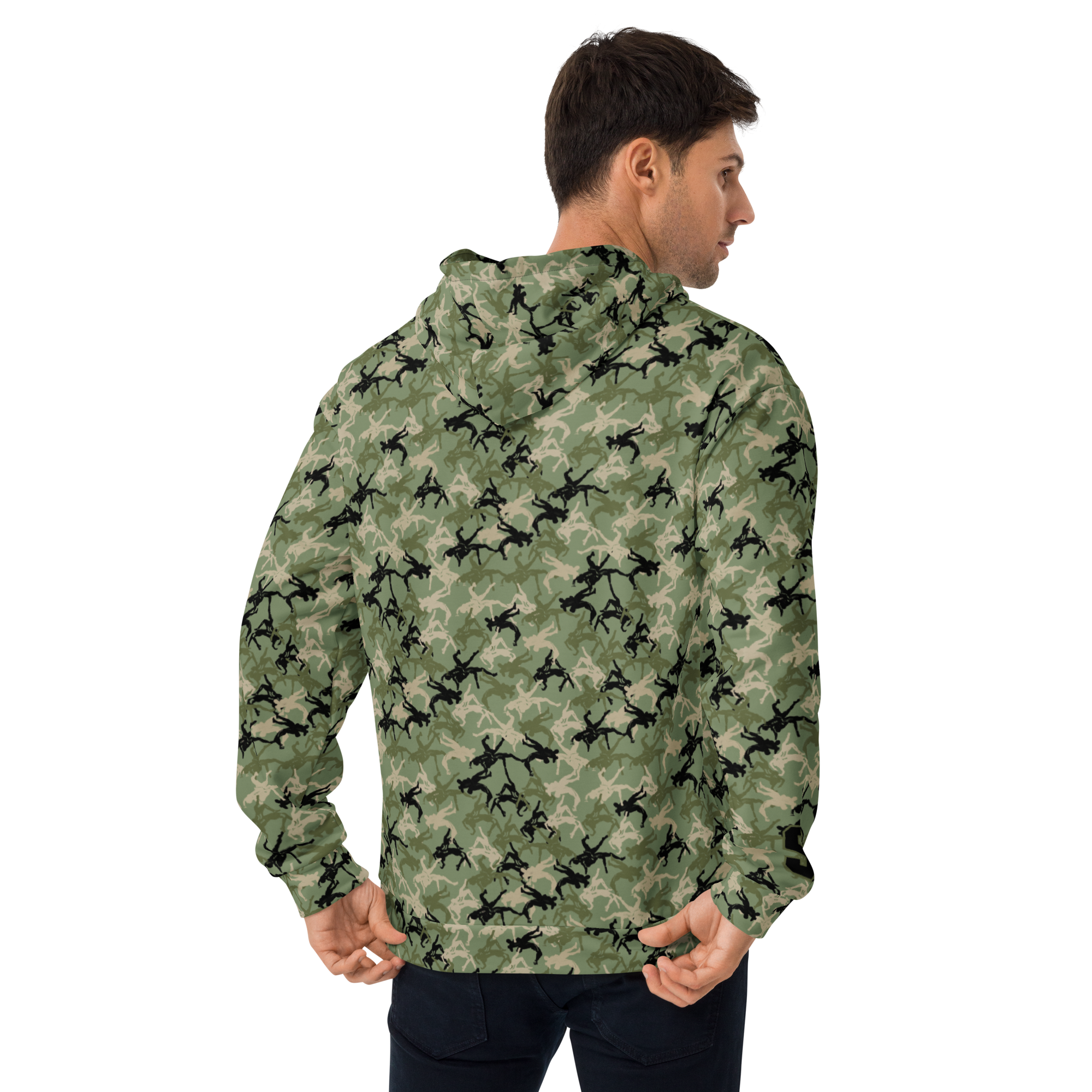 Wrestler Camo Green Base Unisex Hoodie - Image 3