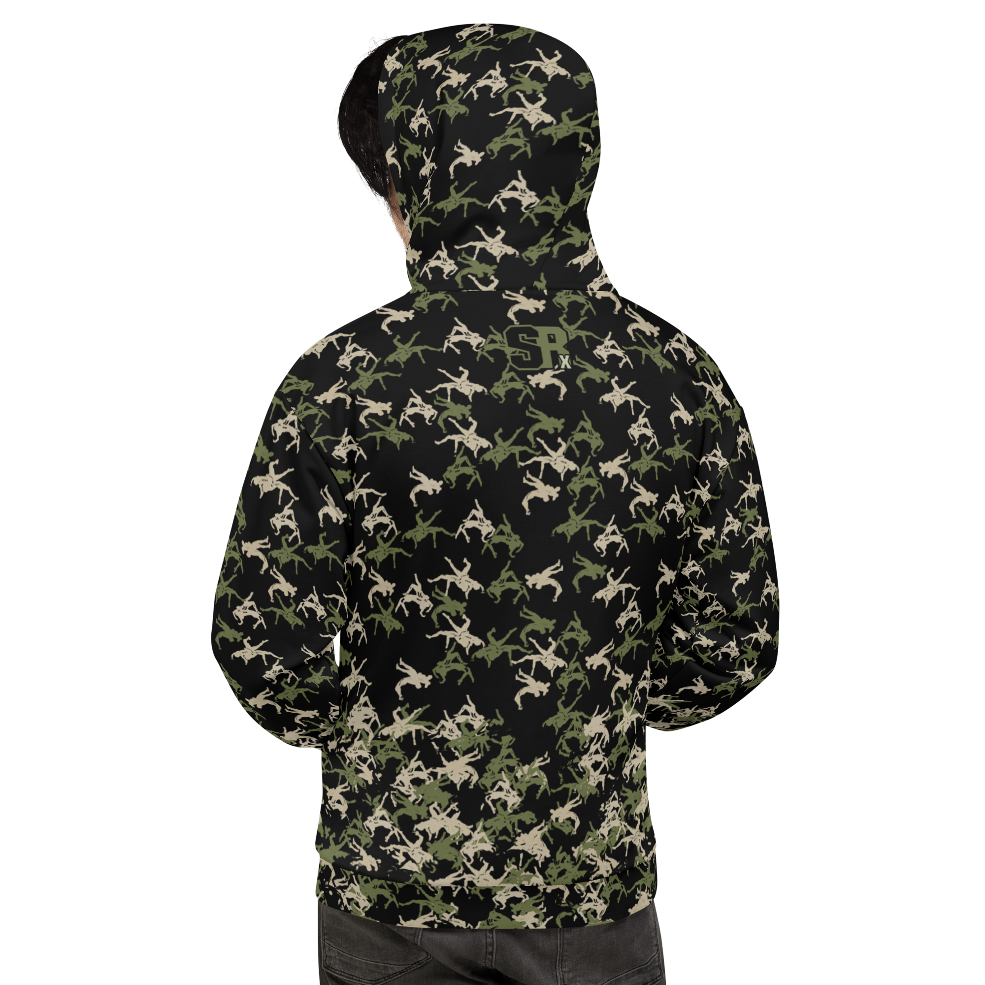 Wrestler Camo Piling up black base Unisex Hoodie - Image 3
