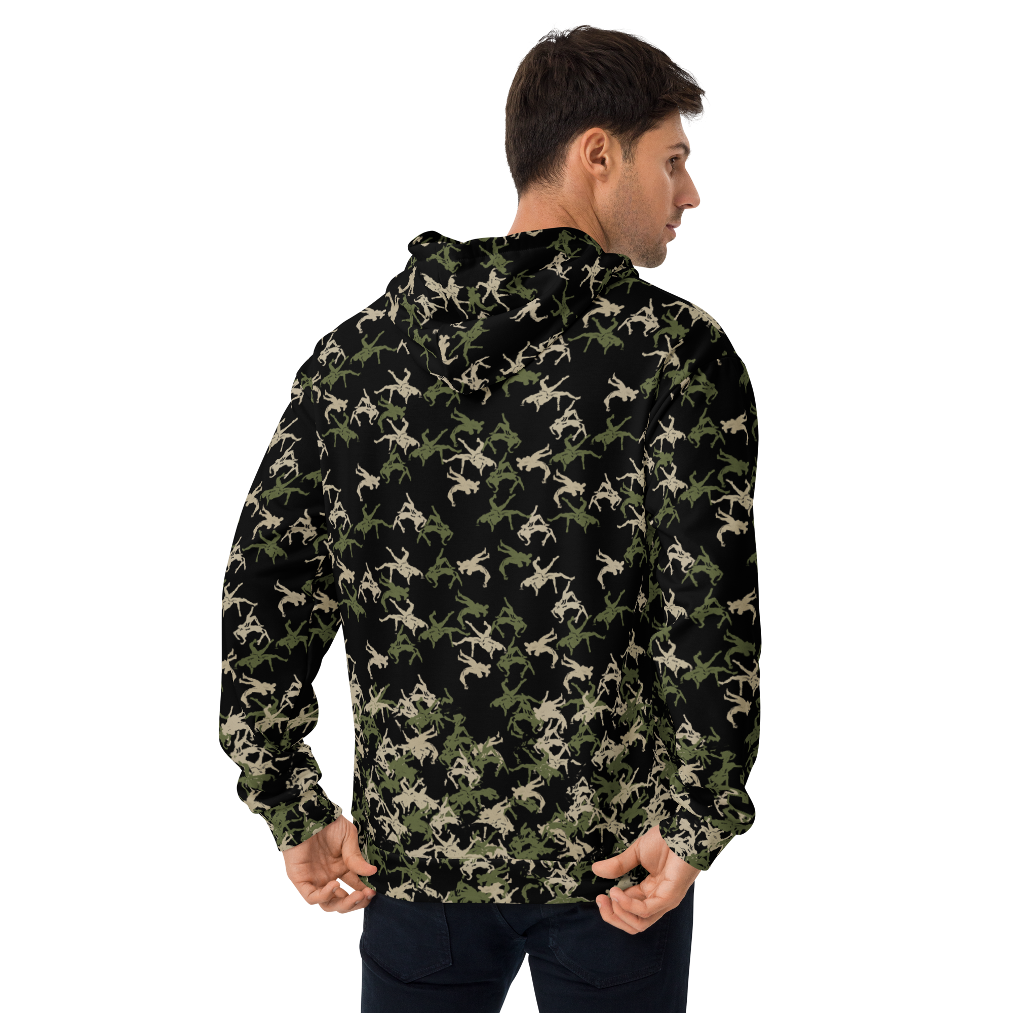 Wrestler Camo Piling up black base Unisex Hoodie - Image 4