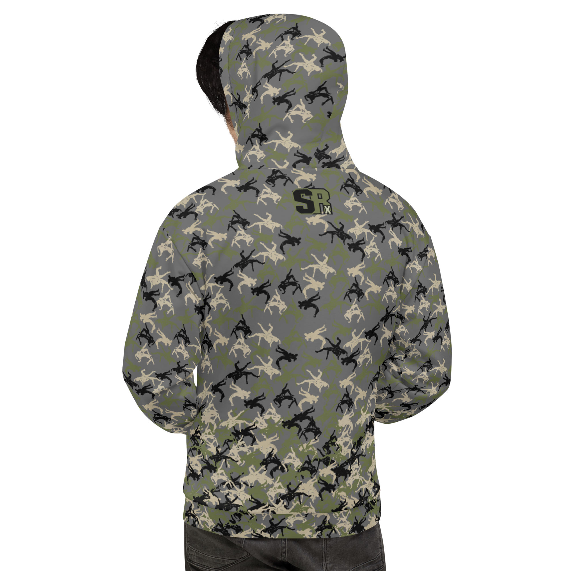 Wrestler Camo piling up Charcoal base Unisex Hoodie - Image 2